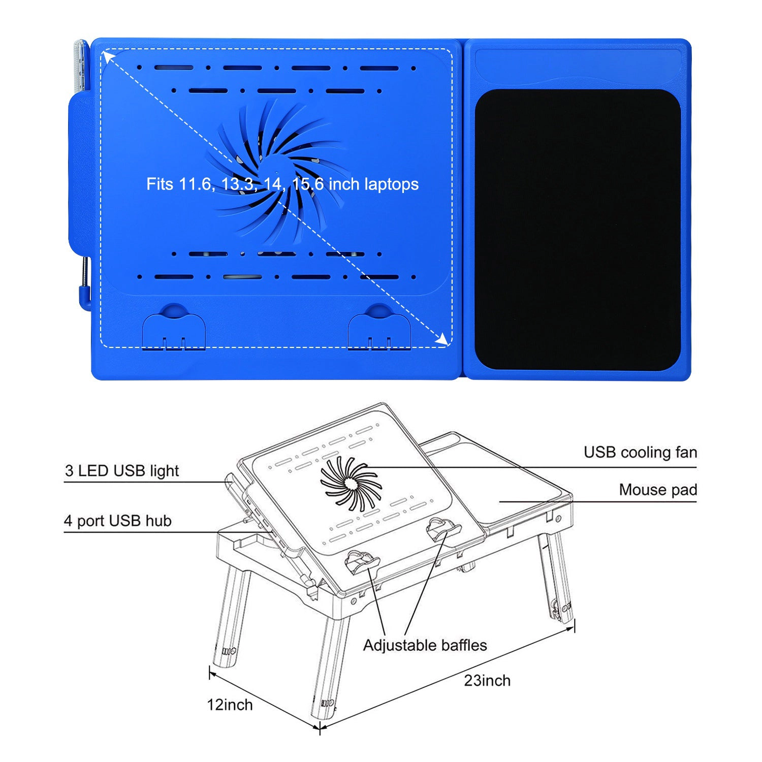 GBruno Foldable Laptop Table With Cooling Fan