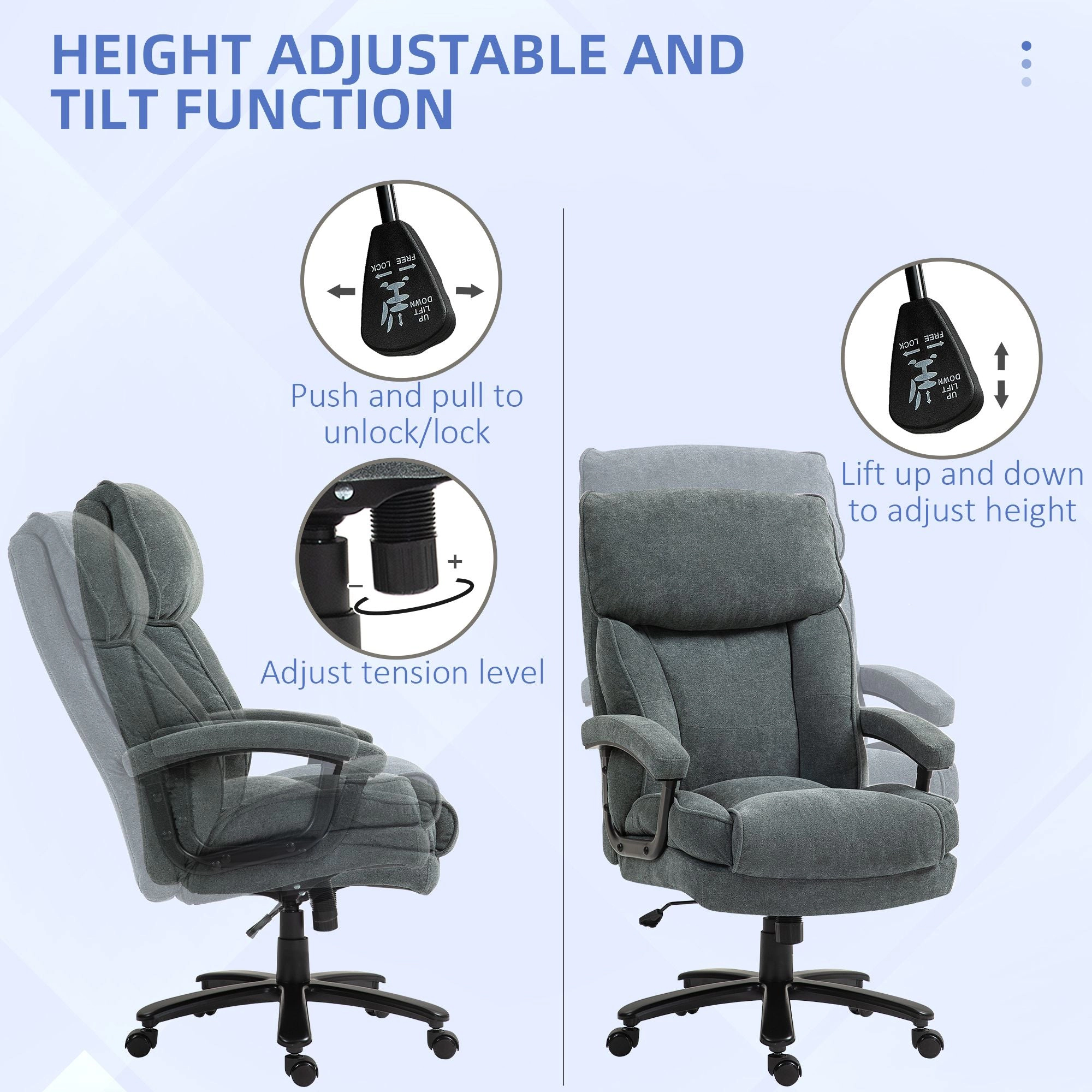 Platinum-Level Office Chairs Big and Tall Office Chair, 450 Lb Capacity, Gray Velvet