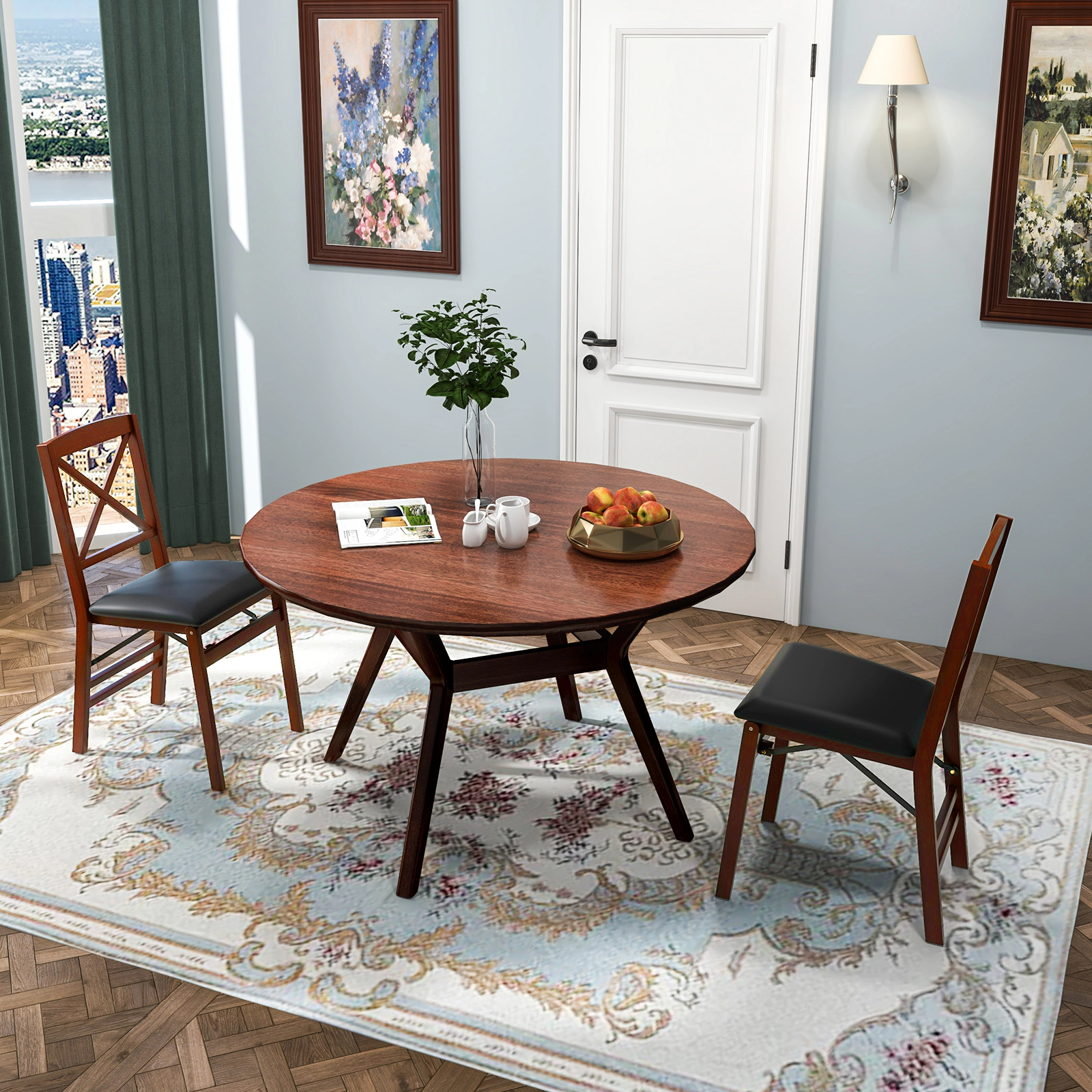 LJG Set of 2 Folding Dining Chairs with 400 LBS Capacity