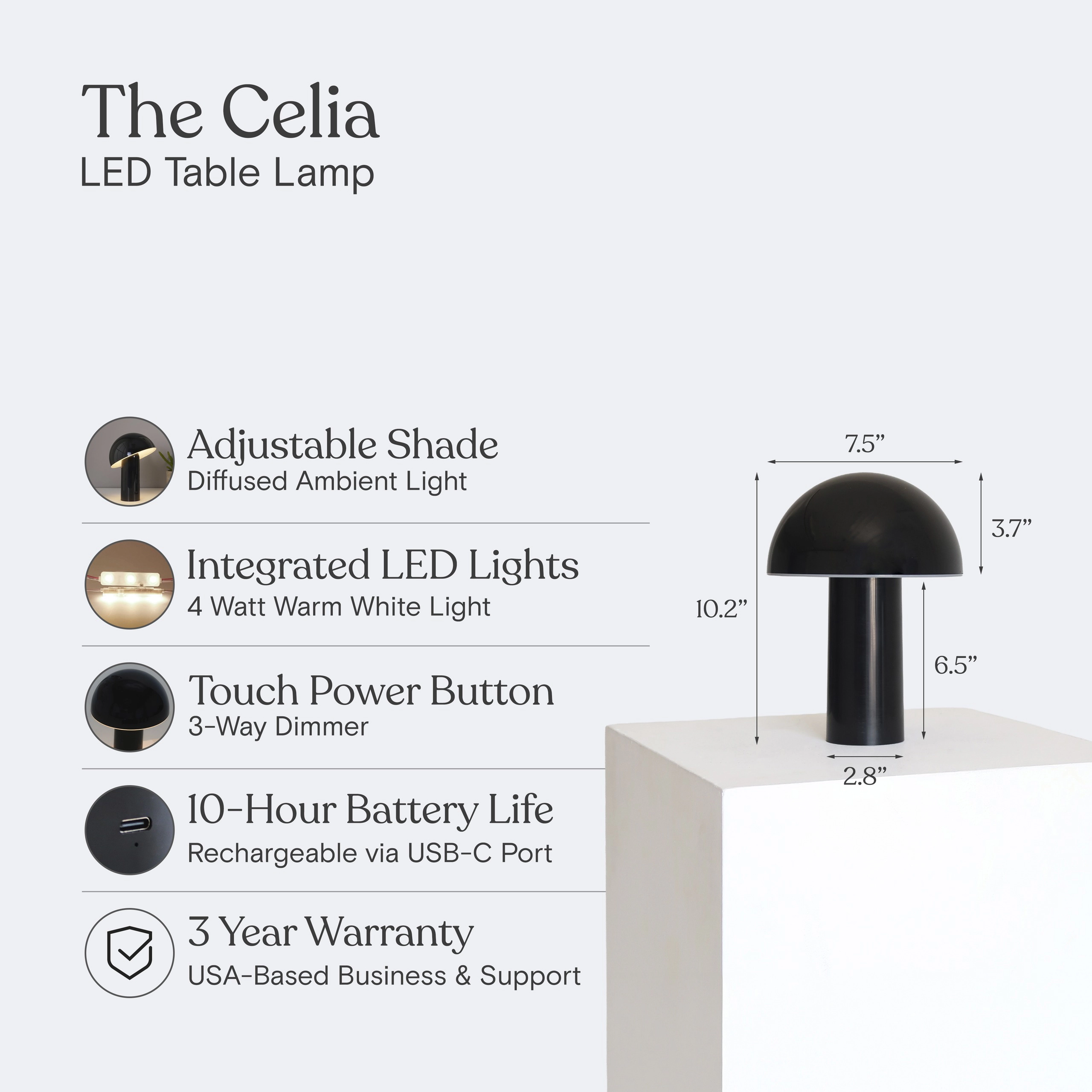 Brightech Celia Portable Mushroom Table Lamp