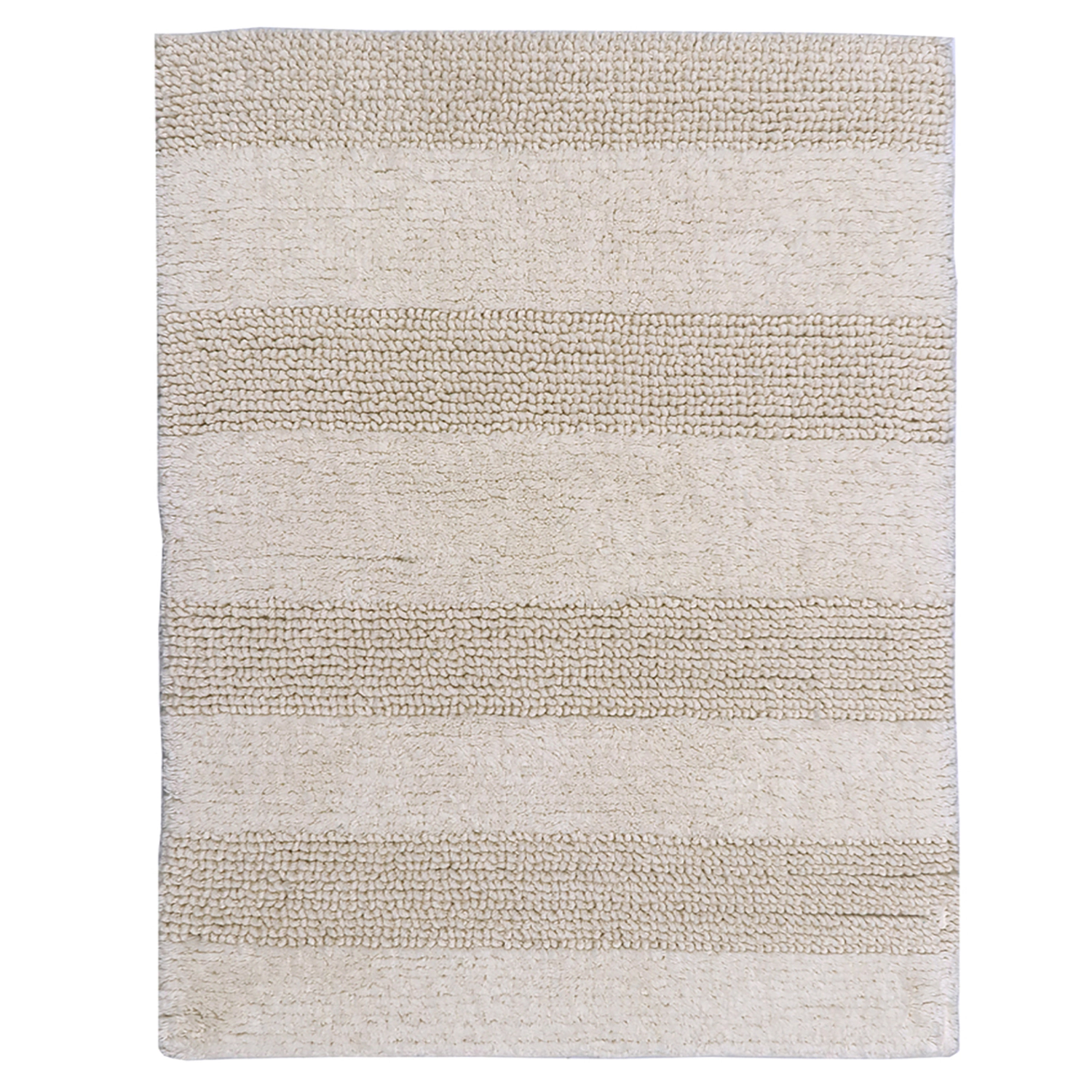 Knightsbridge Stylish And Comfortable All Season Traditional Wide Cut Design Cotton Bath Rug Set 21" X 34" Ivory