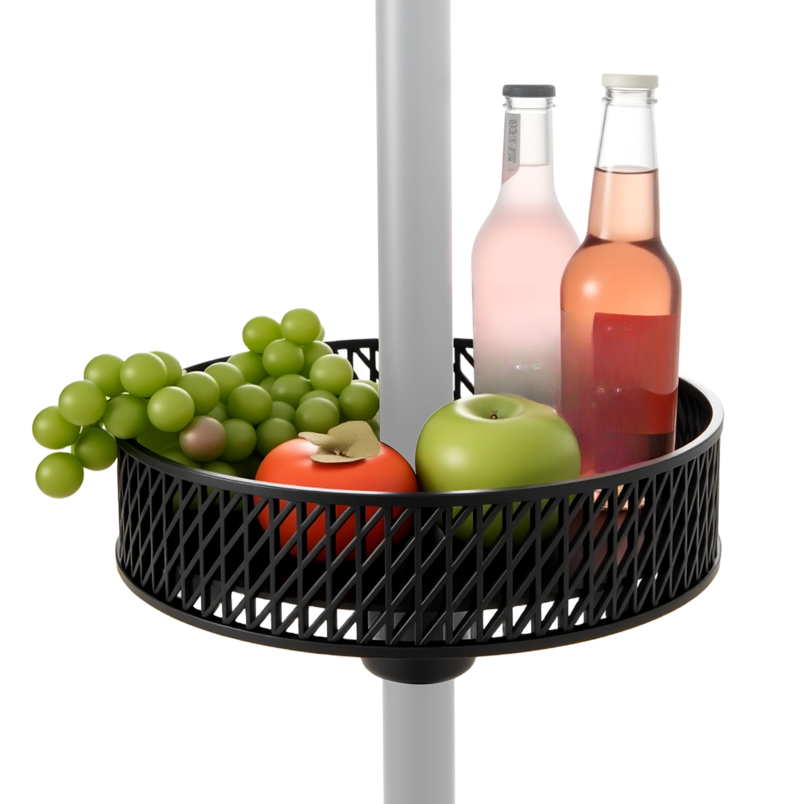 SUGIFT Black 12-Inch Patio Umbrella Table Tray with 3 Pole Adapters