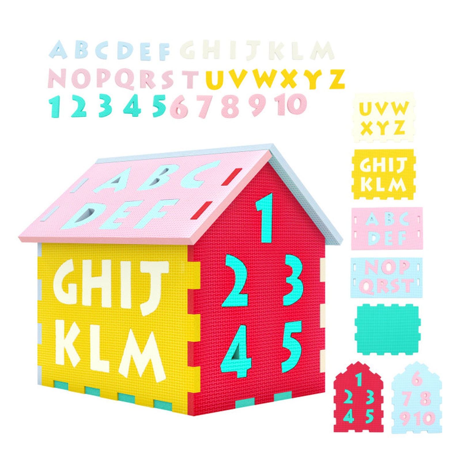 SUGIFT Kids Multicolor 7-Piece Interlocking Puzzle Play Mat with Alphabet and Numbers 12-in W 10.5-in D 12.5-in H