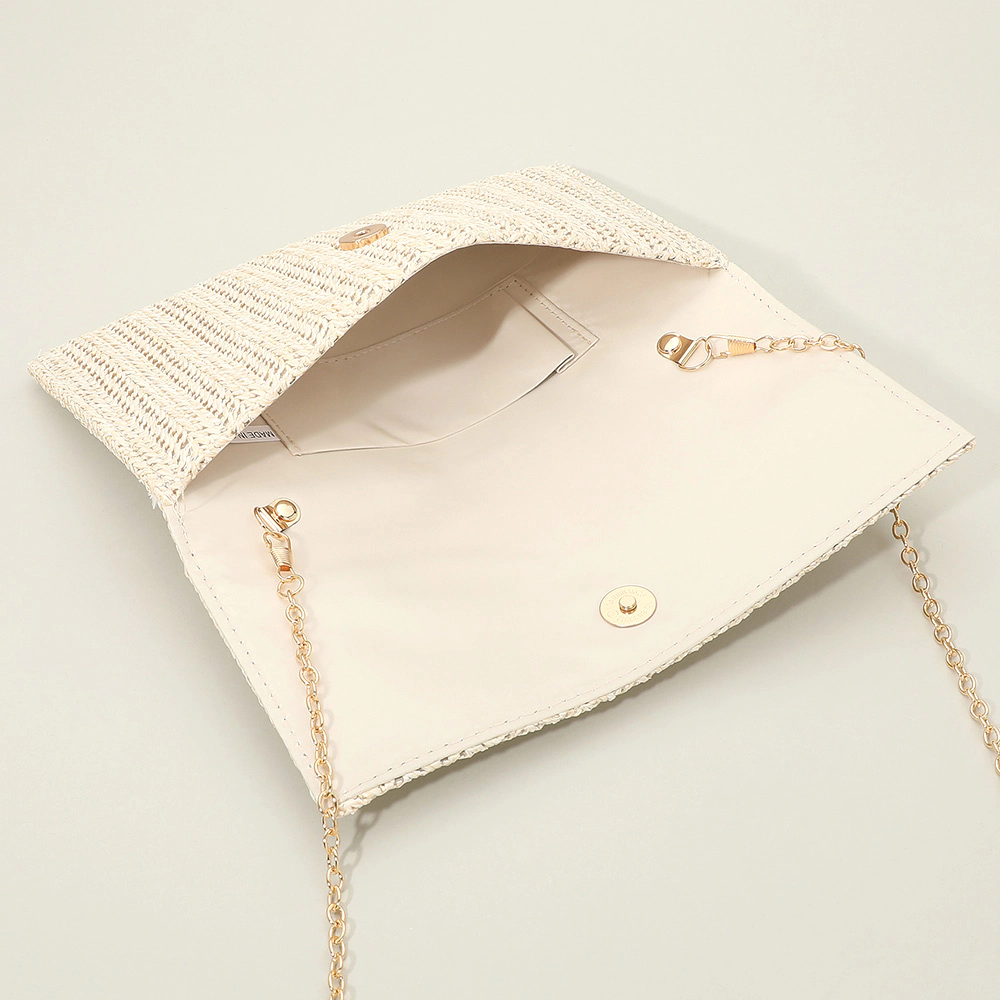 FASHNZFAB Raffia Woven Envelope Flat Clutch Crossbody Bag