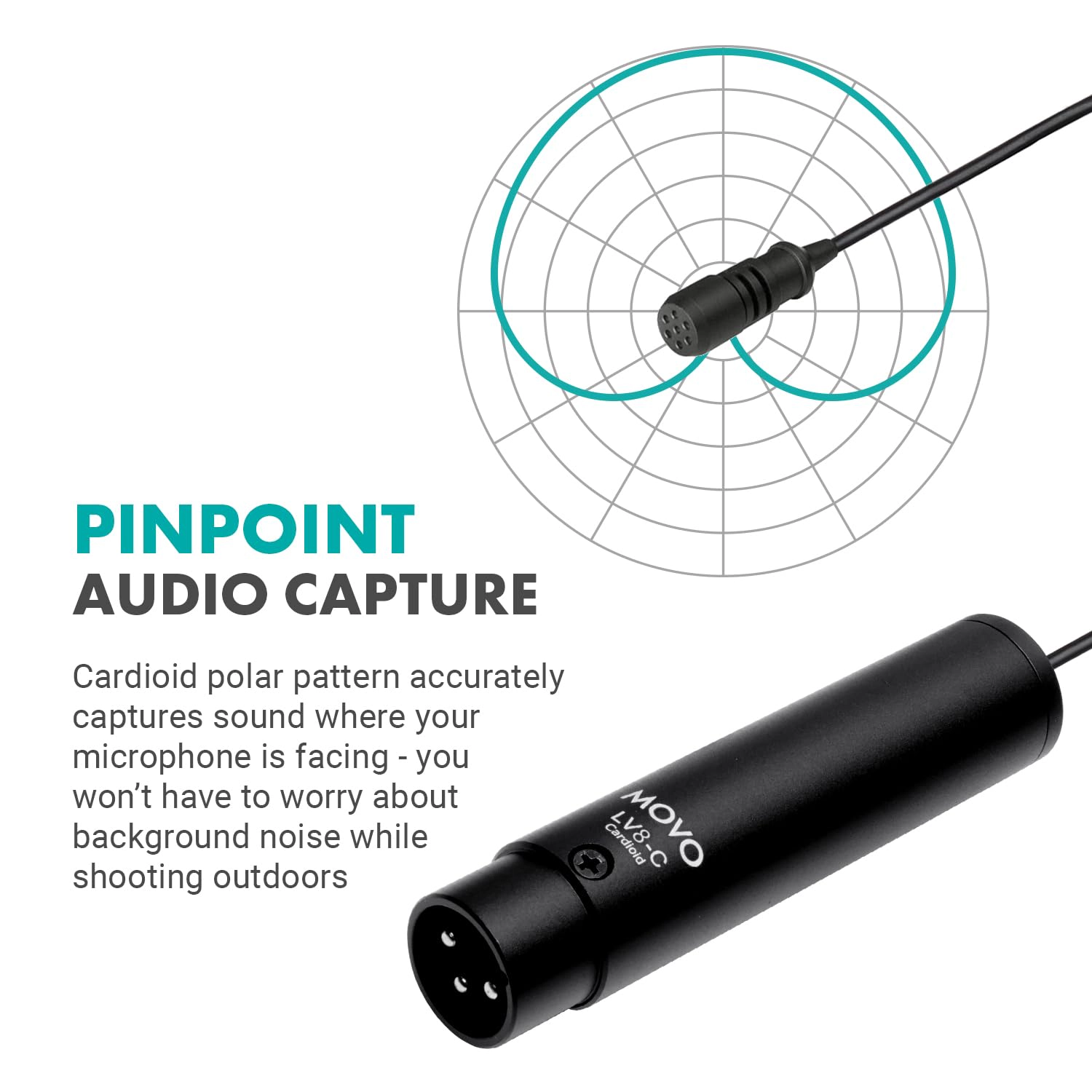 Movo LV8-C Broadcast-Quality XLR Lavalier Mic - Cardioid Condenser