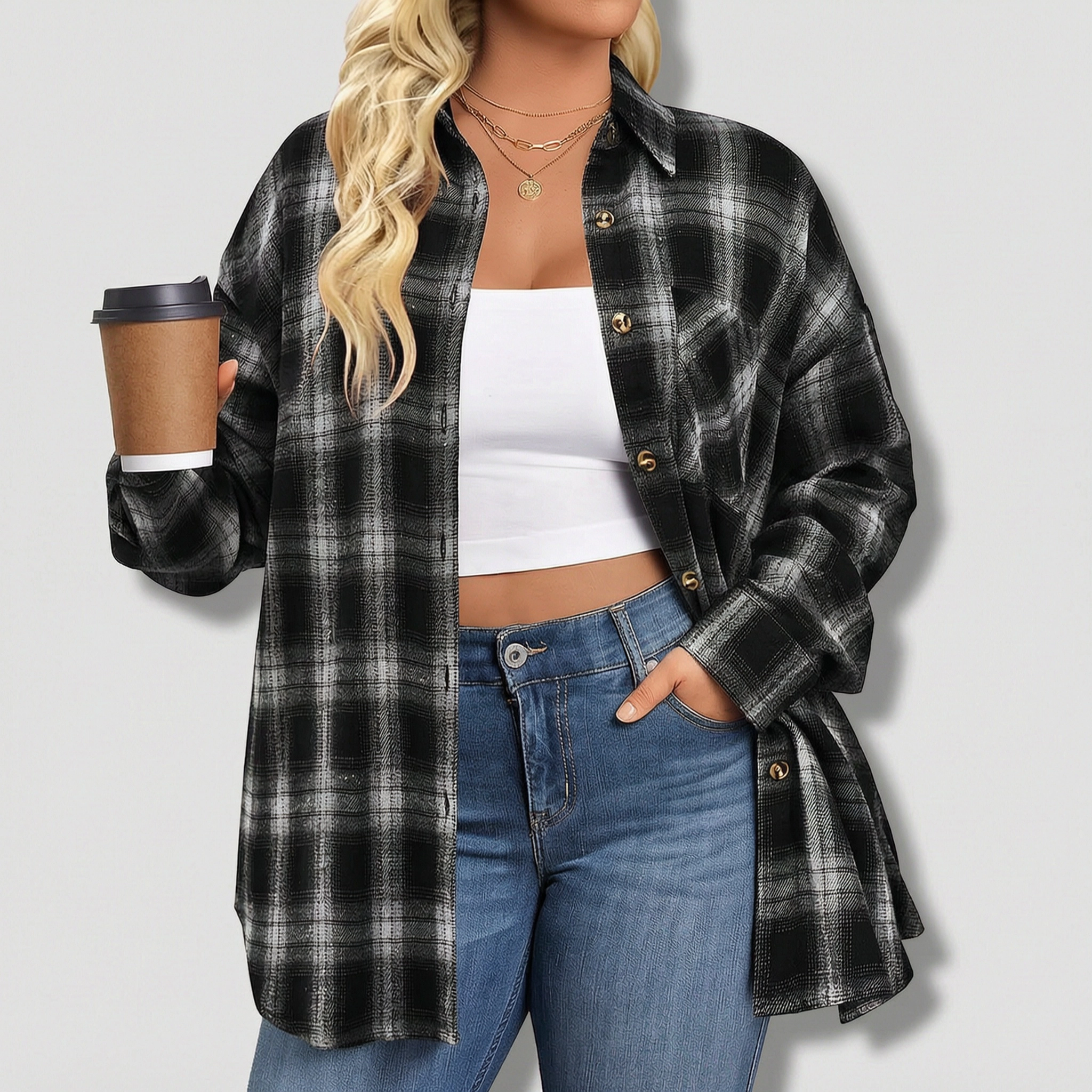 Zeagoo Women s Flannel Shirts Long Sleeve Casual Collared Button Down Loose Blouse Tops