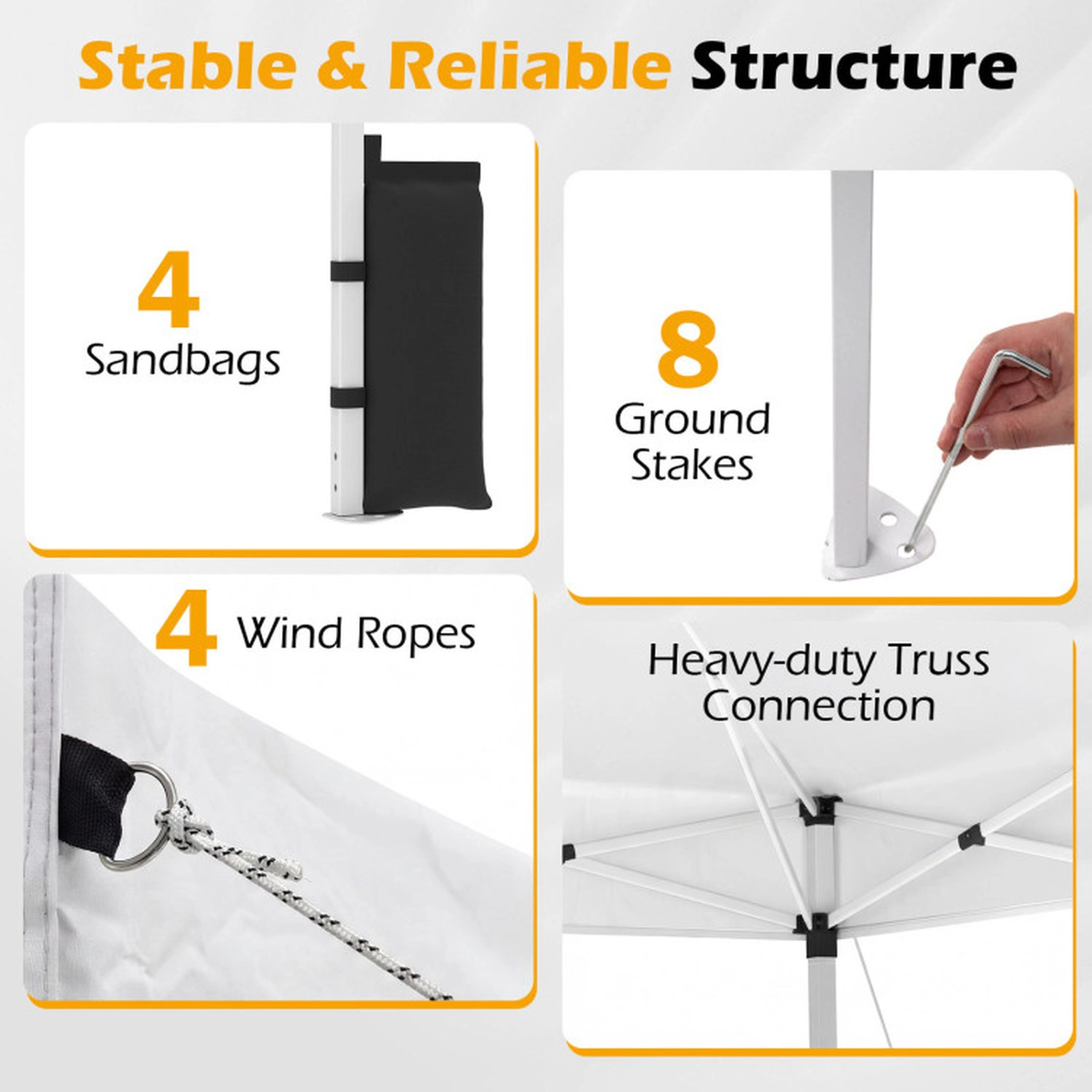 SUGIFT 10 x 10Feet Pop Up Outdoor Commercial Canopy Tent with One-Hand Center Lock and Roller Bag White