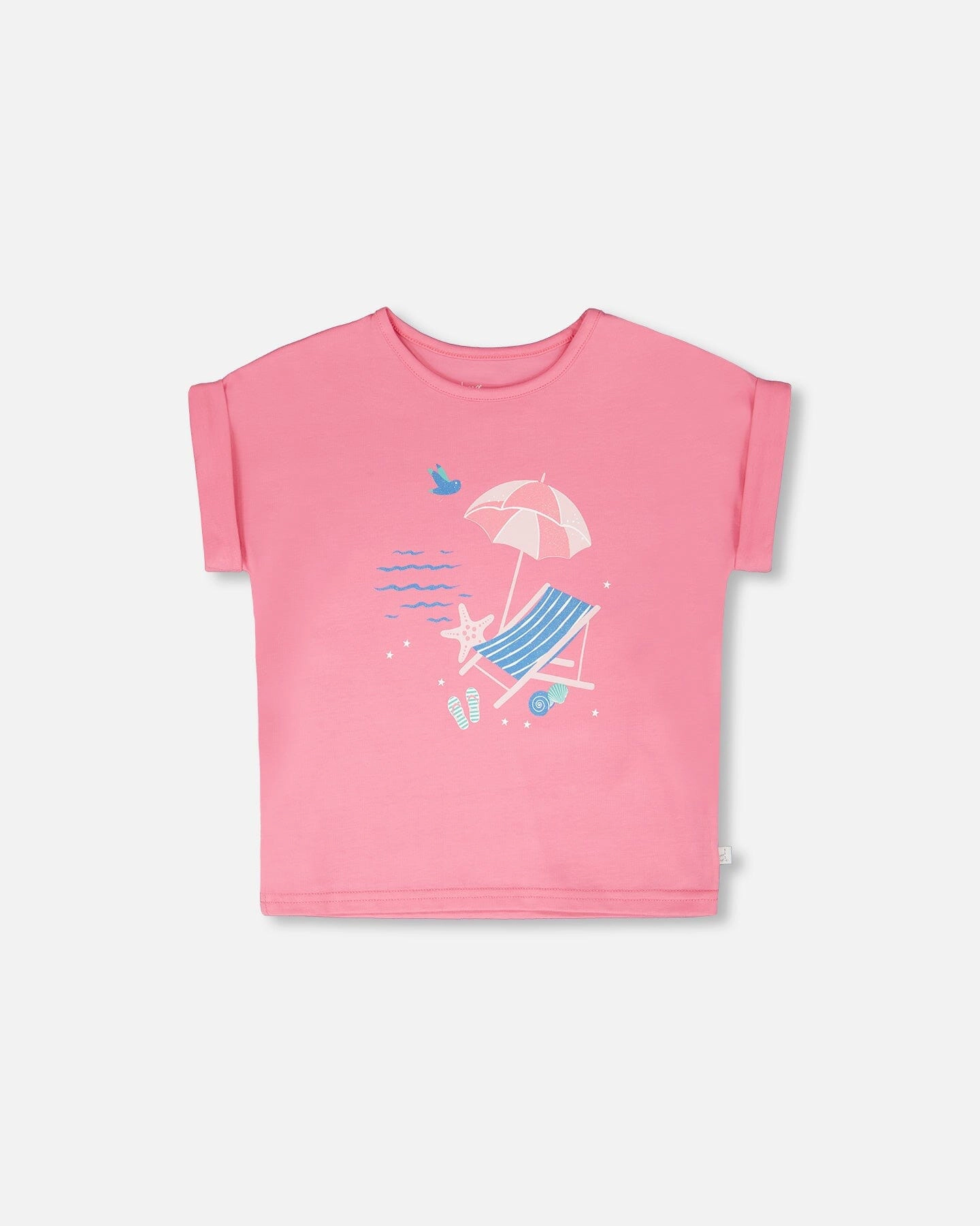 Deux par Girls Organic Cotton Jersey Cuffed Graphic T-Shirt