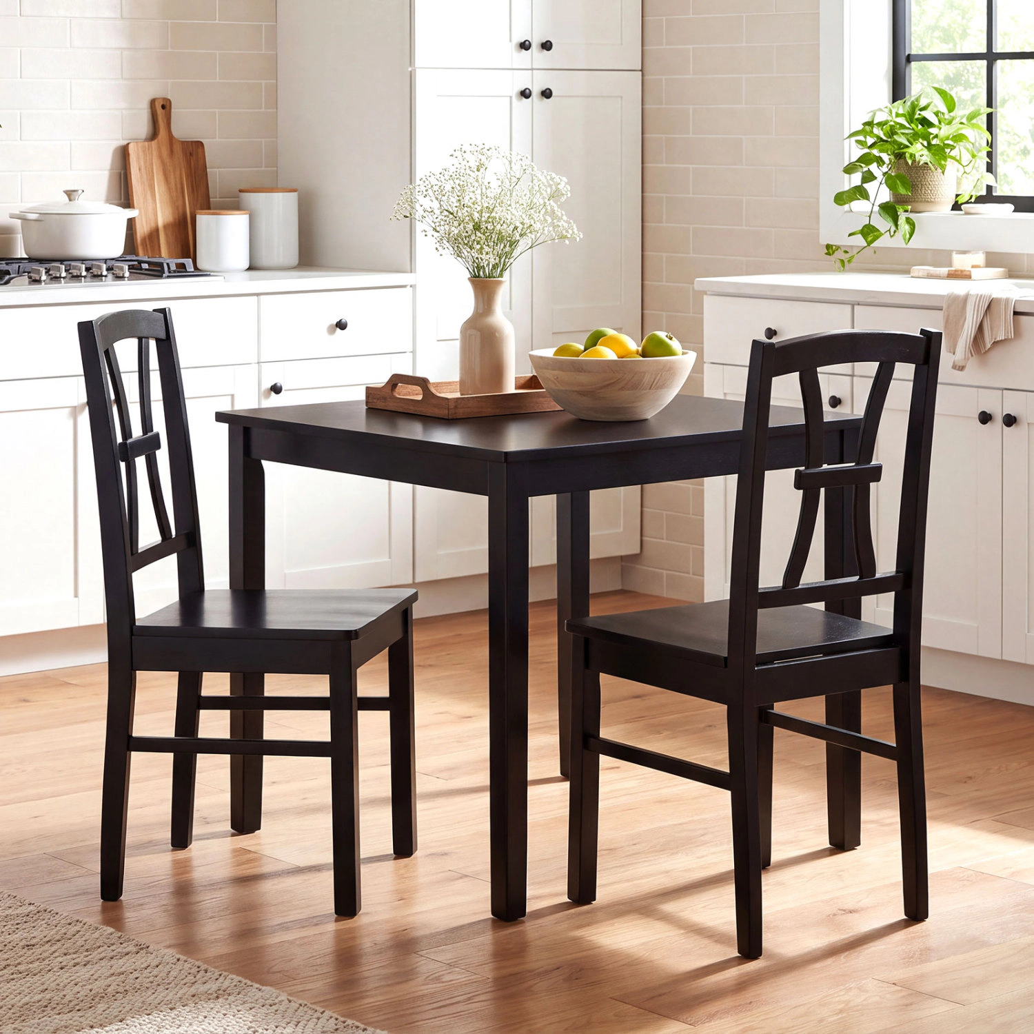 LJG 400 lbs Capacity Dining Chair Set of with Cross Backrest and Rubber Wood Frame