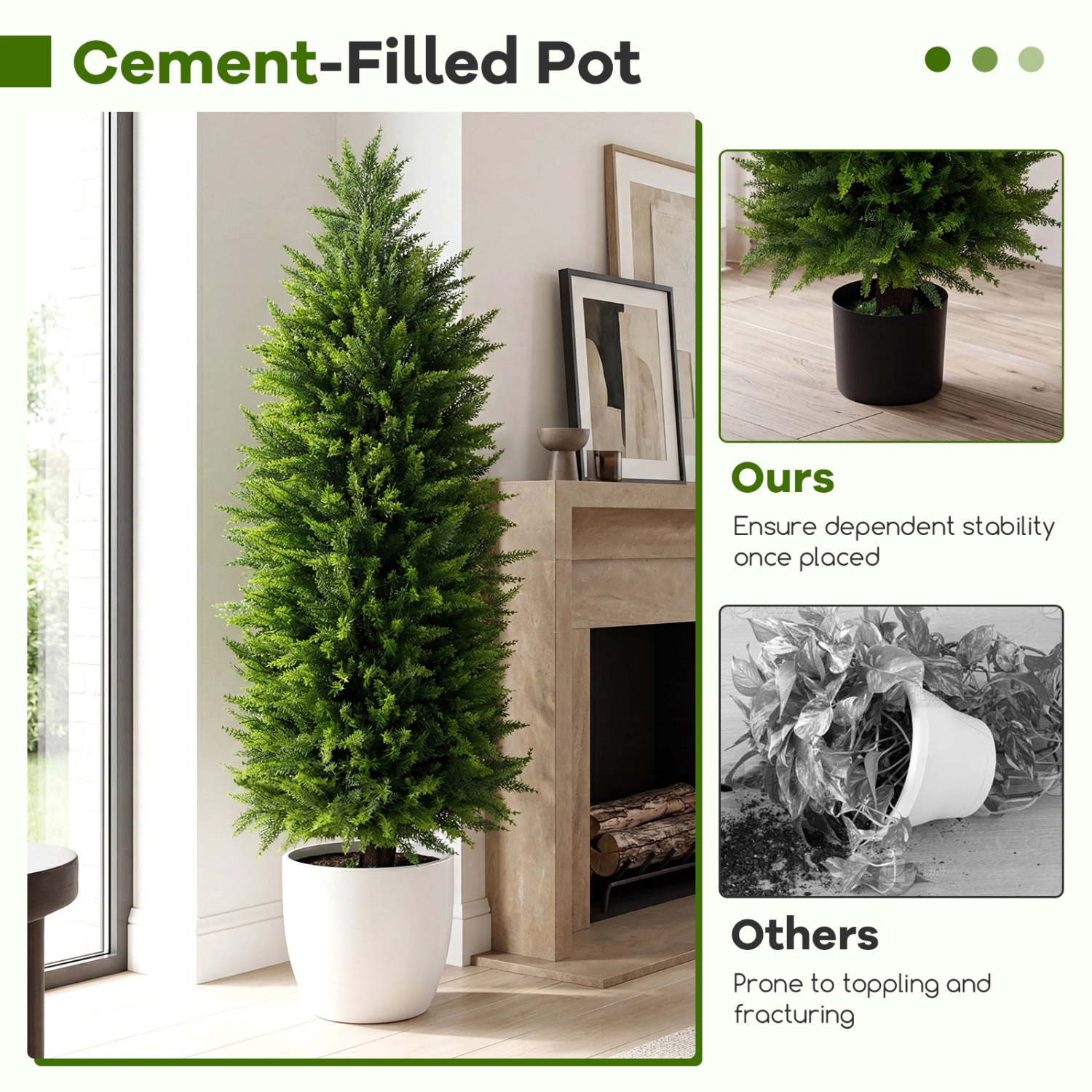 Slickblue Artificial Evergreen Cedar Topiary Trees Set of 2 Potted Green Decor