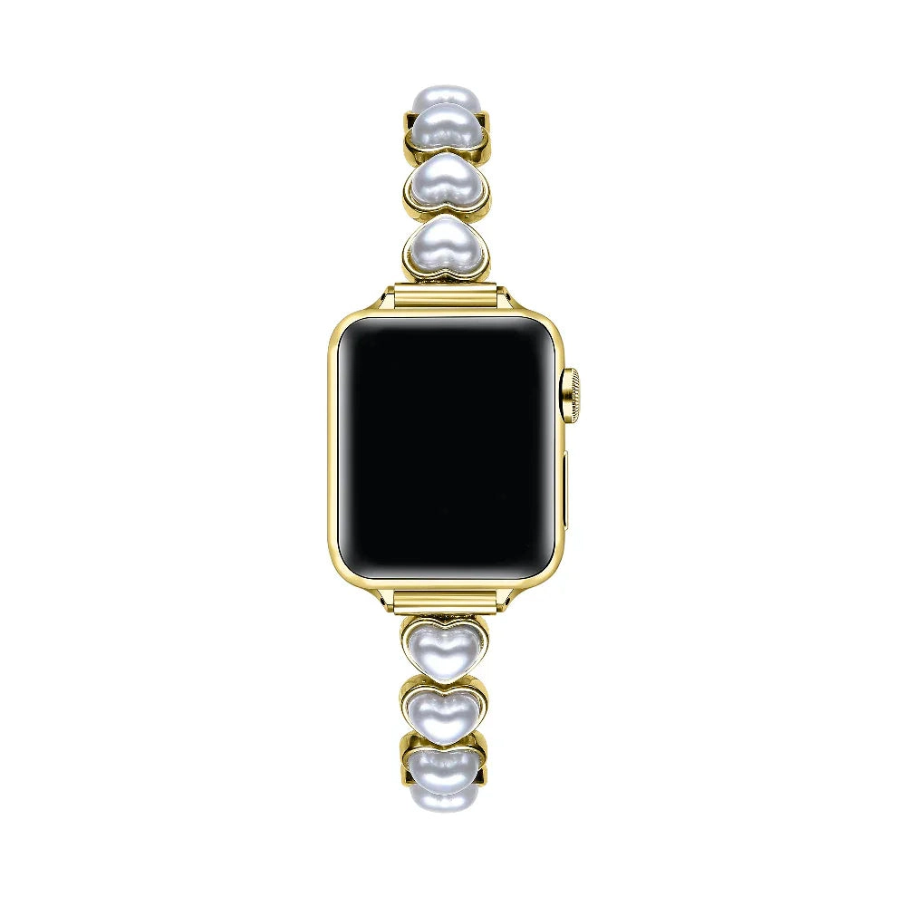 Posh Tech Womens Grace Pearl + Metal Band for Apple Watch