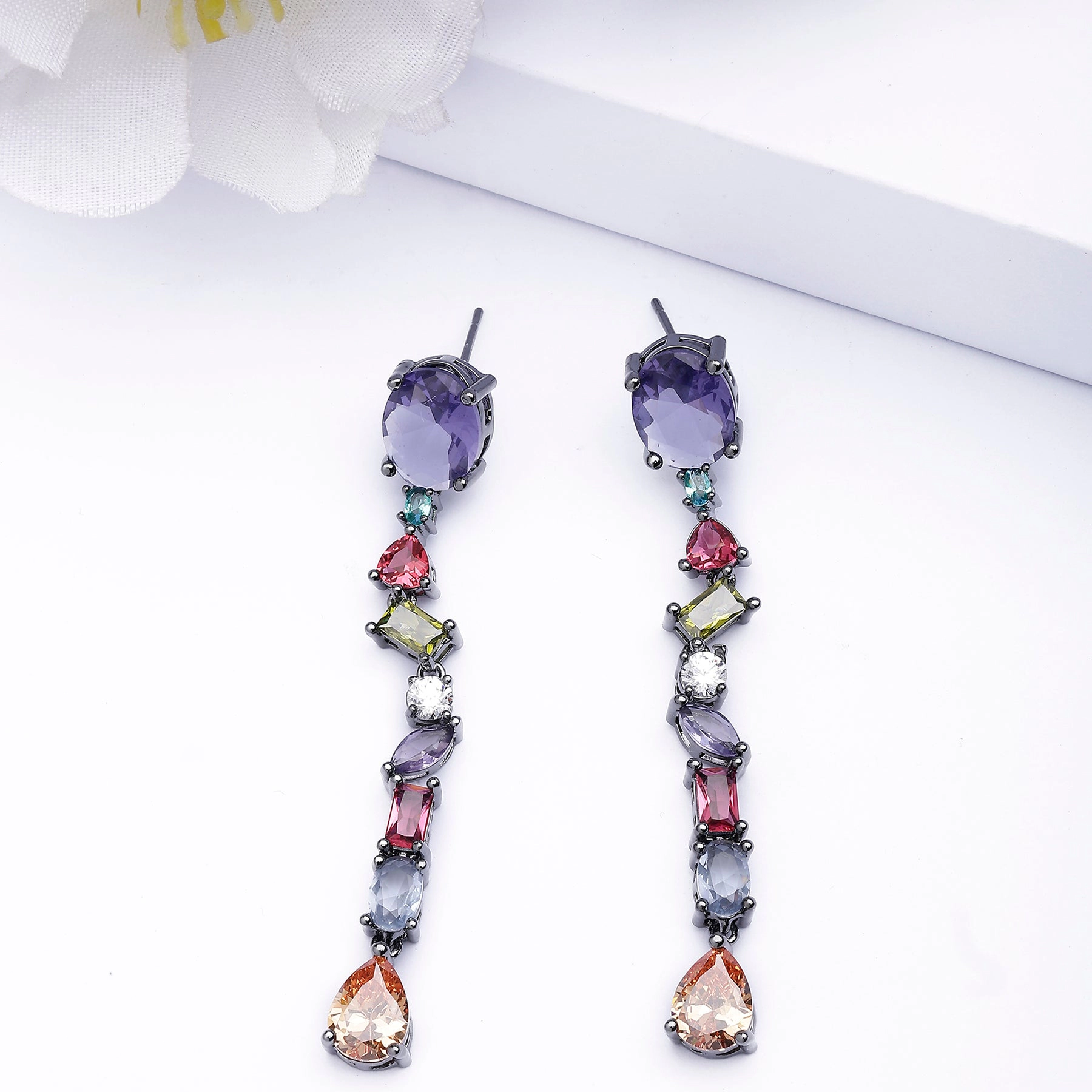 AGP PARIS Womens Multicolor Long Tassel Drop Earrings