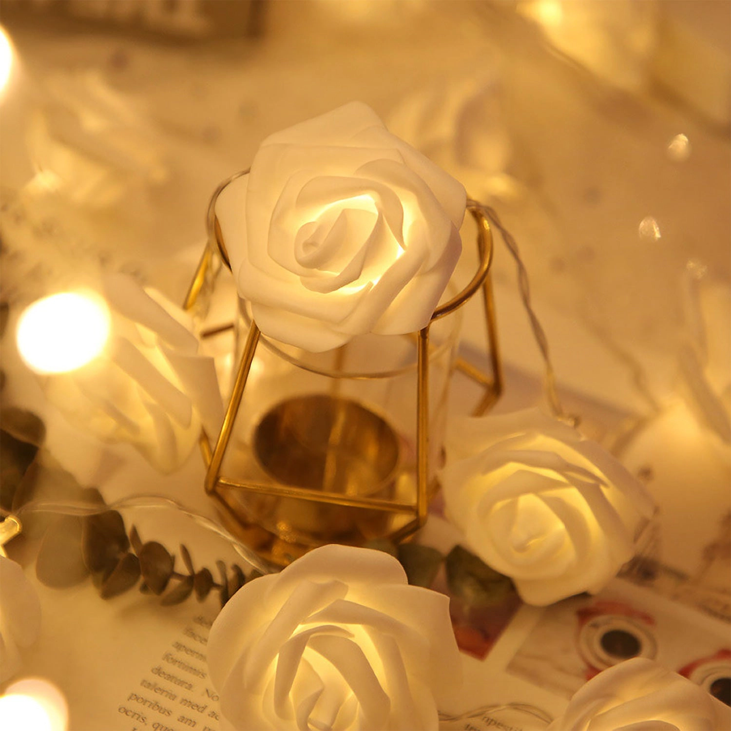 GBruno 2-Pack LED Rose String Lights 10 Ft
