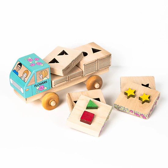 Miller Boys Vintage Toys - Stackable Flower Delivery Puzzle Truck, Made in Canada, Non-Toxic Ink