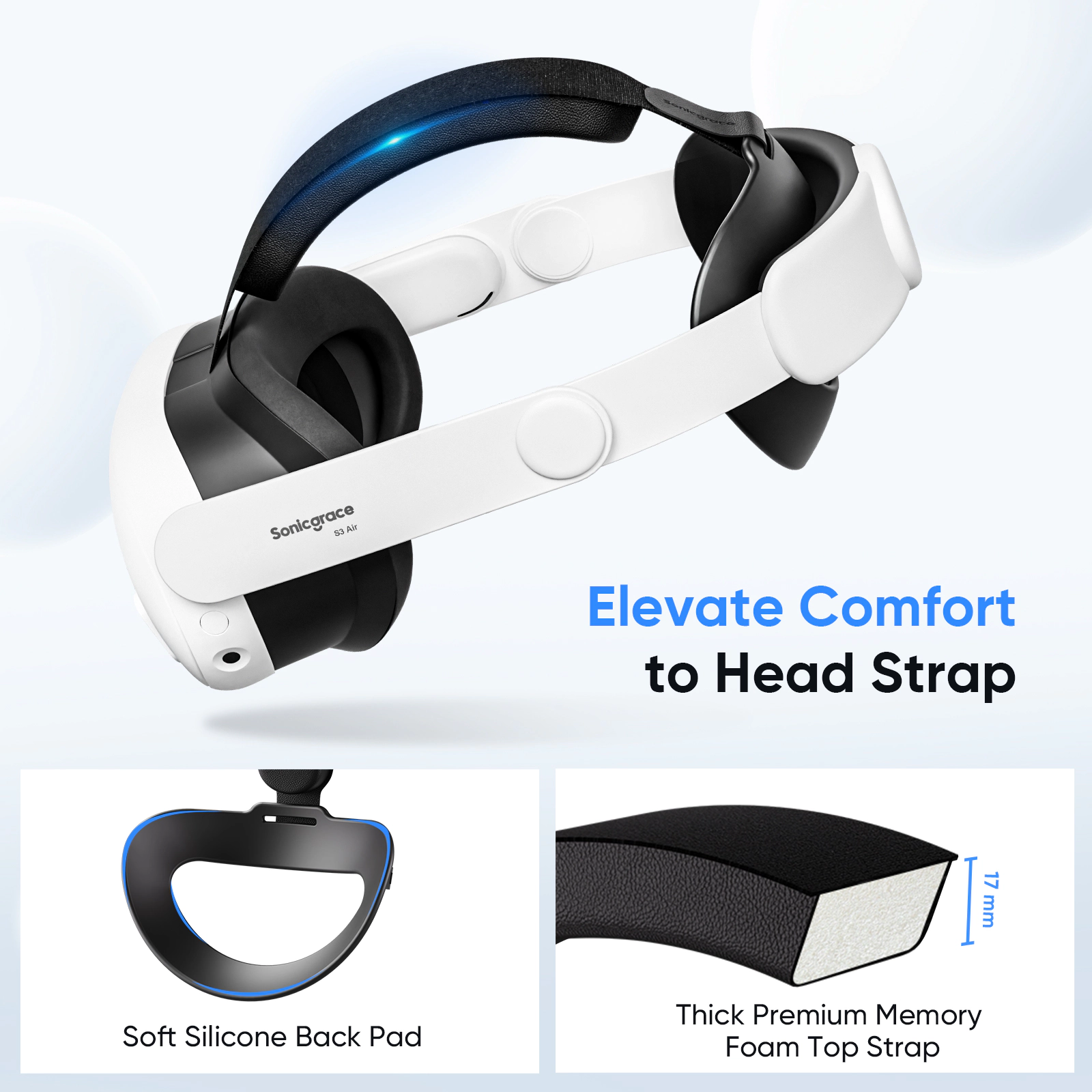 Sonicgrace S3 Air Comfort Head Strap for Meta Quest 3 3S