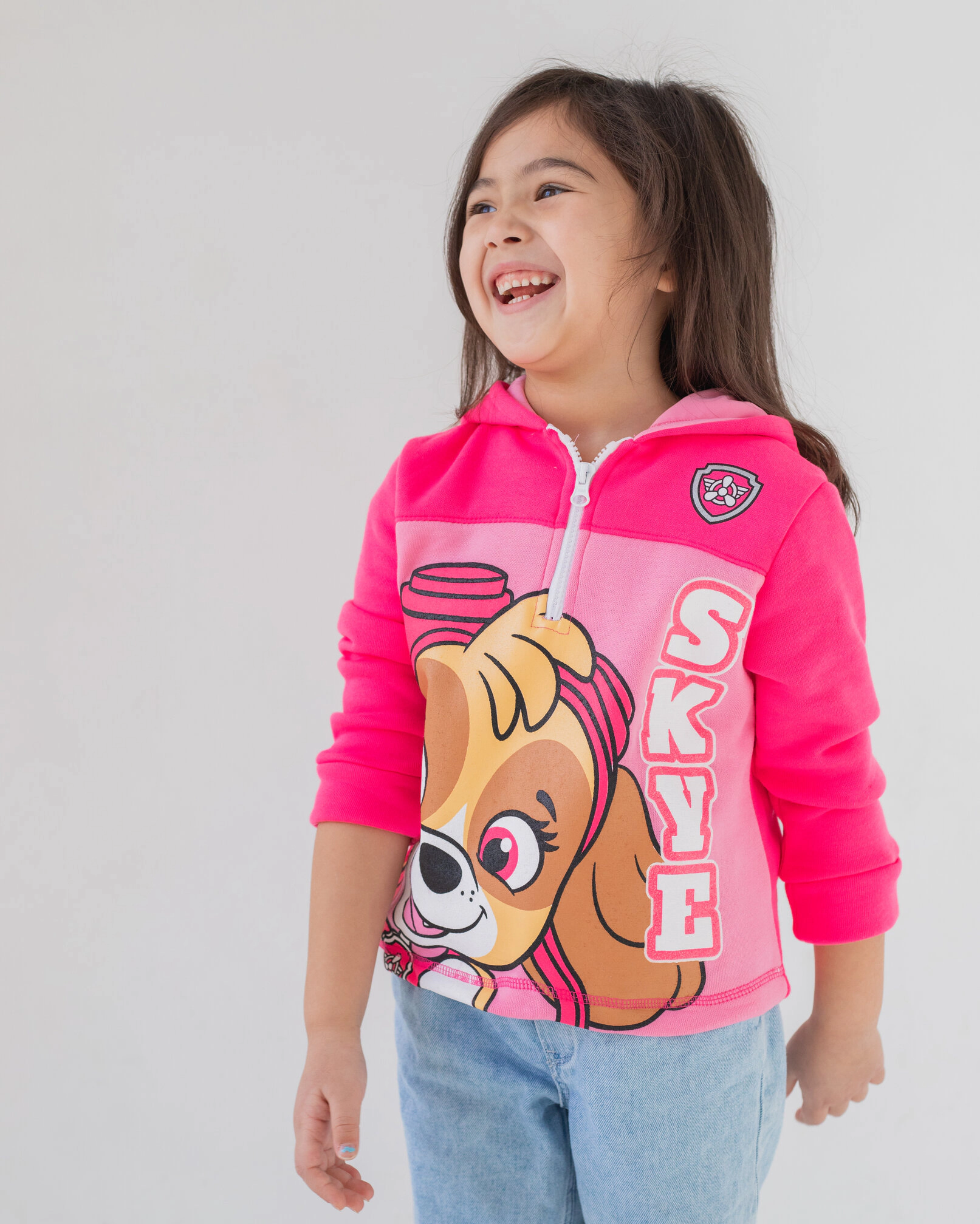 Nickelodeon Paw Patrol Skye Girls' Fleece Quarter-Zip Hooded Sweatshirt