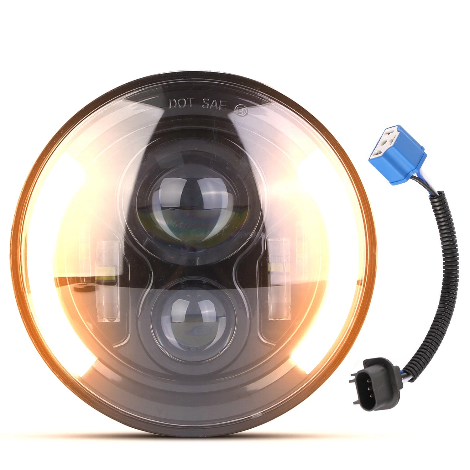 GBruno 7 In 40W Round LED Headlight With Halo DRL