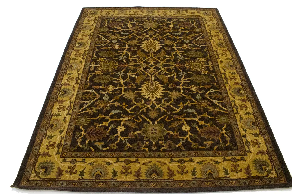 Magic Rugs 8'1 X 11'0 Dark Brown Hand-Tufted Floral Modern Wool Rug