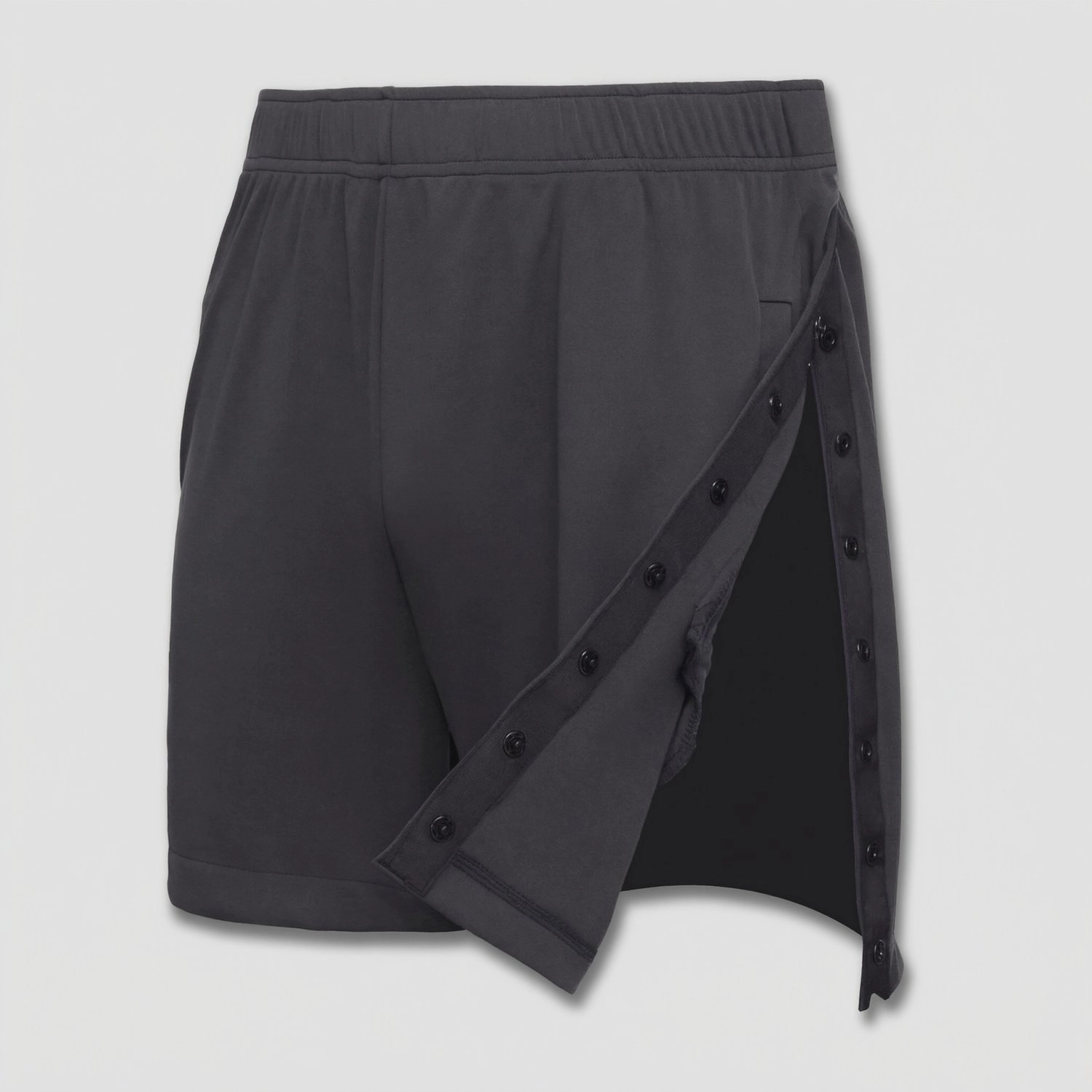 Pinspark Mens Solid Snap Side Shorts Elastic Waist Soft Casual Tear-Away Bottoms