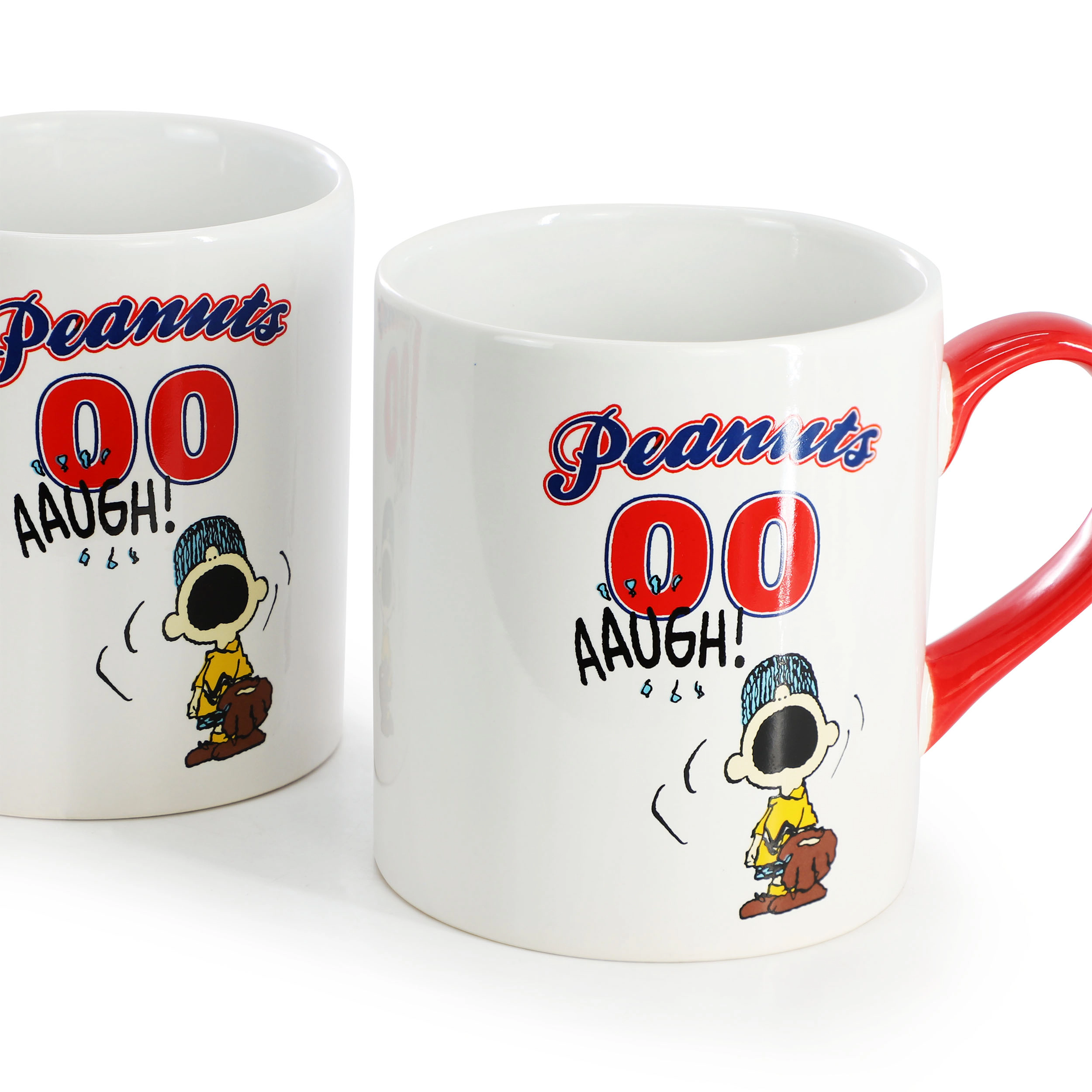 Peanuts Best in Sports Varsity 4 Piece 19 Ounce Stoneware Mug Set in White and Red