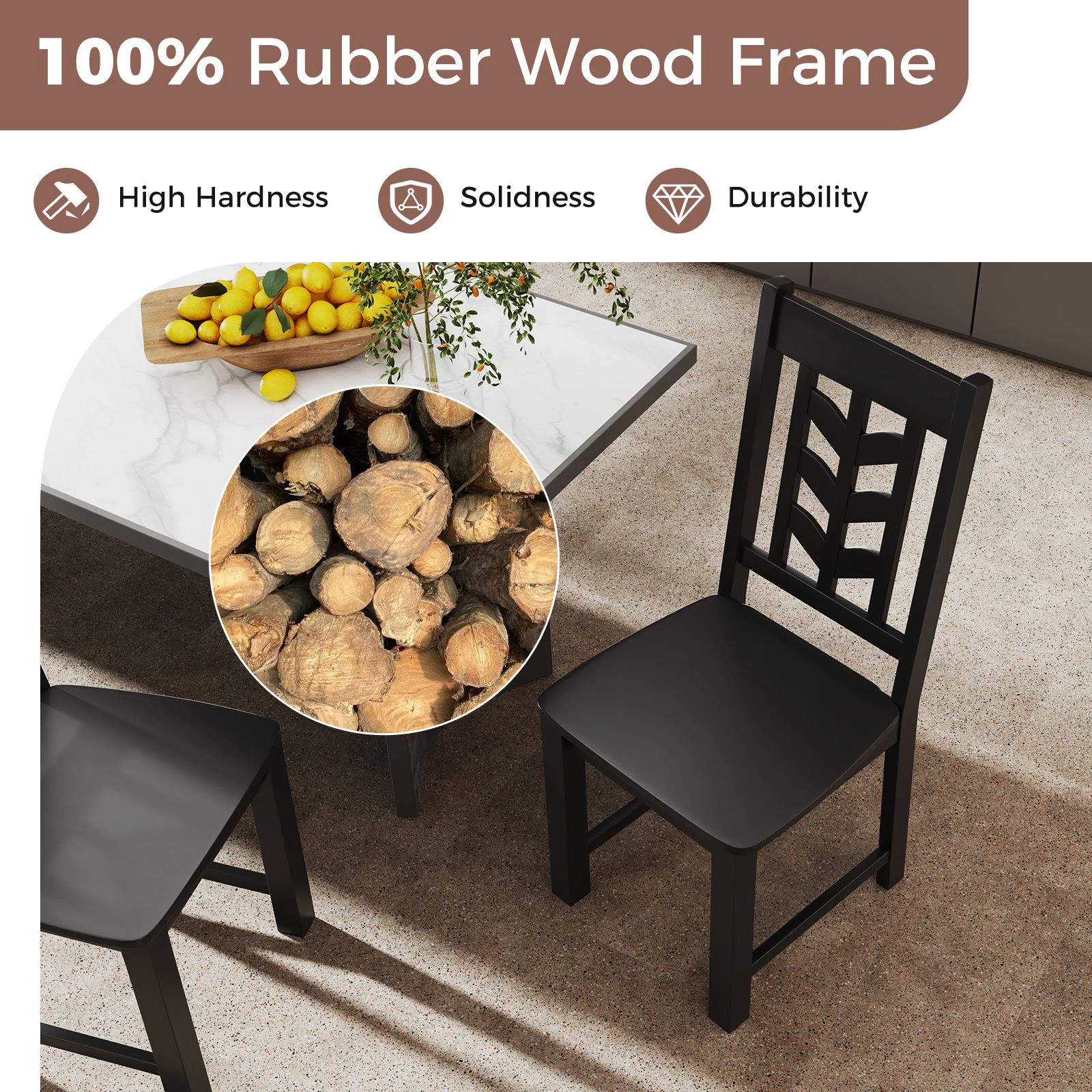 SlickBlue Set of 2 Wooden Dining Chairs with Leaf-Shape Backrest, High Back