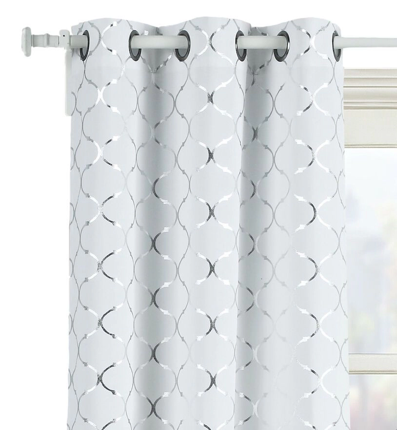 Kate Aurora 2 Pack Metallic Lattice Clover Ultra Luxurious Window Curtains