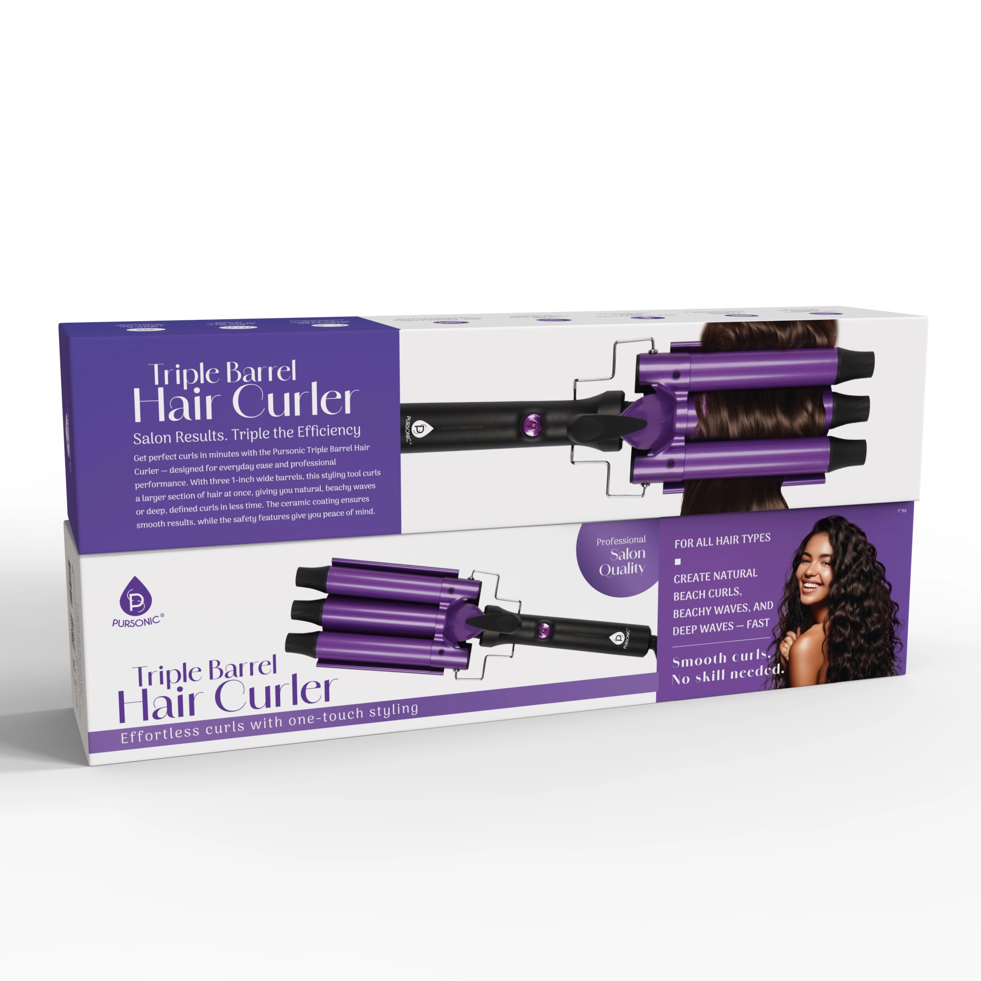 Pursonic Women's Triple Barrel Hair Curler – Effortless Beach Waves & Curls