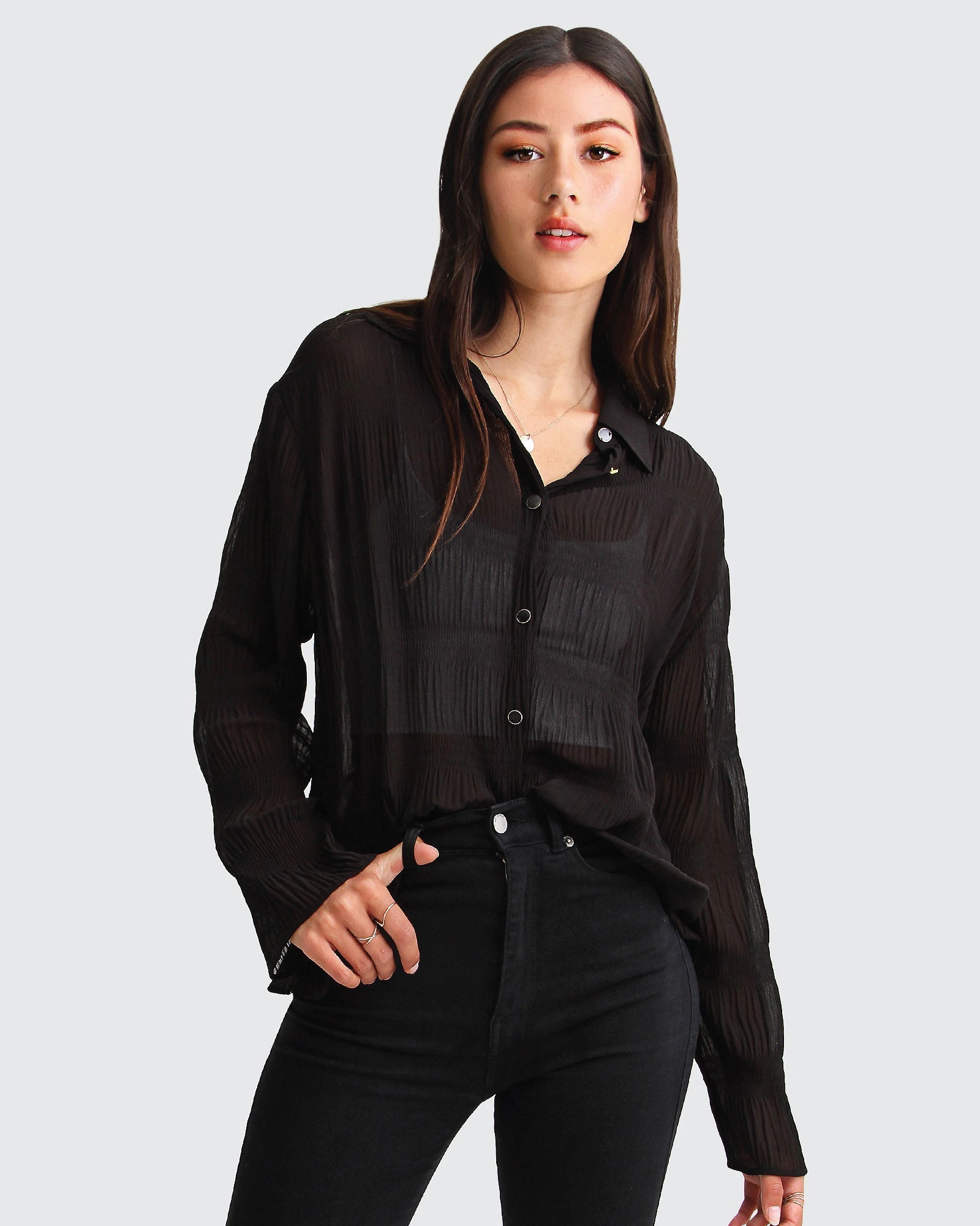 Belle & Bloom Womens Yoko Shirred Chiffon Blouse