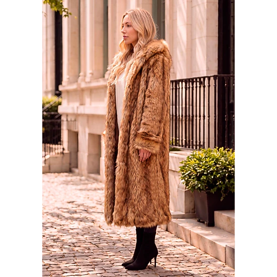Roaman's Women's Plus Size Hooded Faux Fur Coat