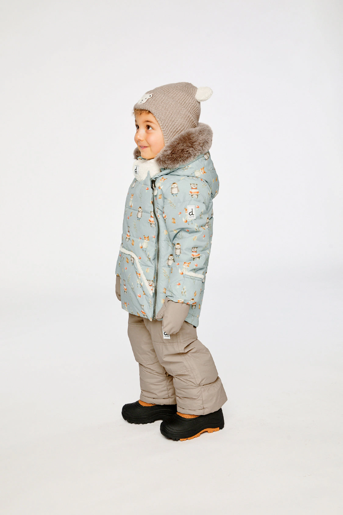 Deux par Boys Animal Print Two Piece Snowsuit with Hooded Coat and Snow Pants