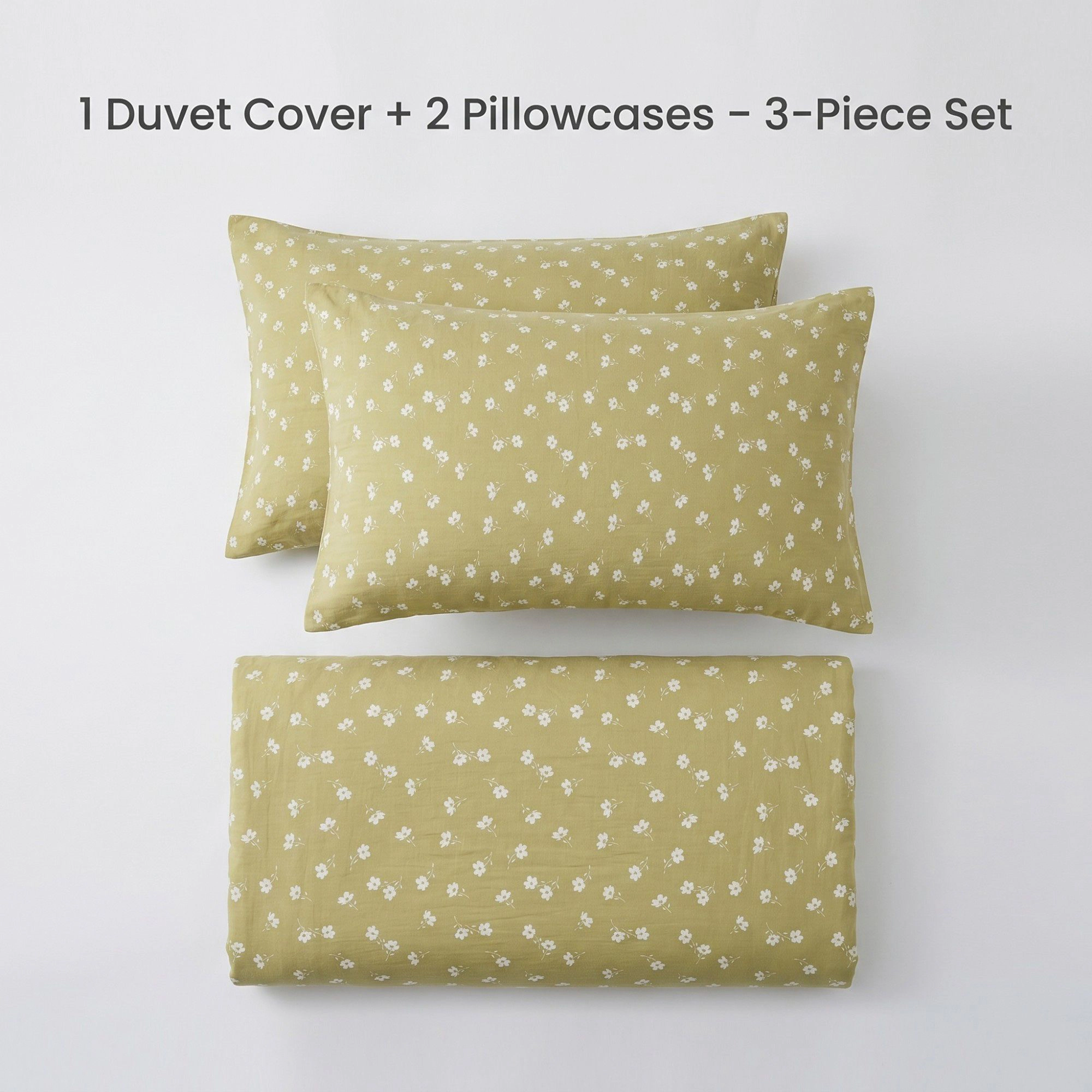 Alilang Unisex 3-Piece Cotton Bedding Set with Duvet Cover and Pillowcases Soft Breathable Floral Print Design