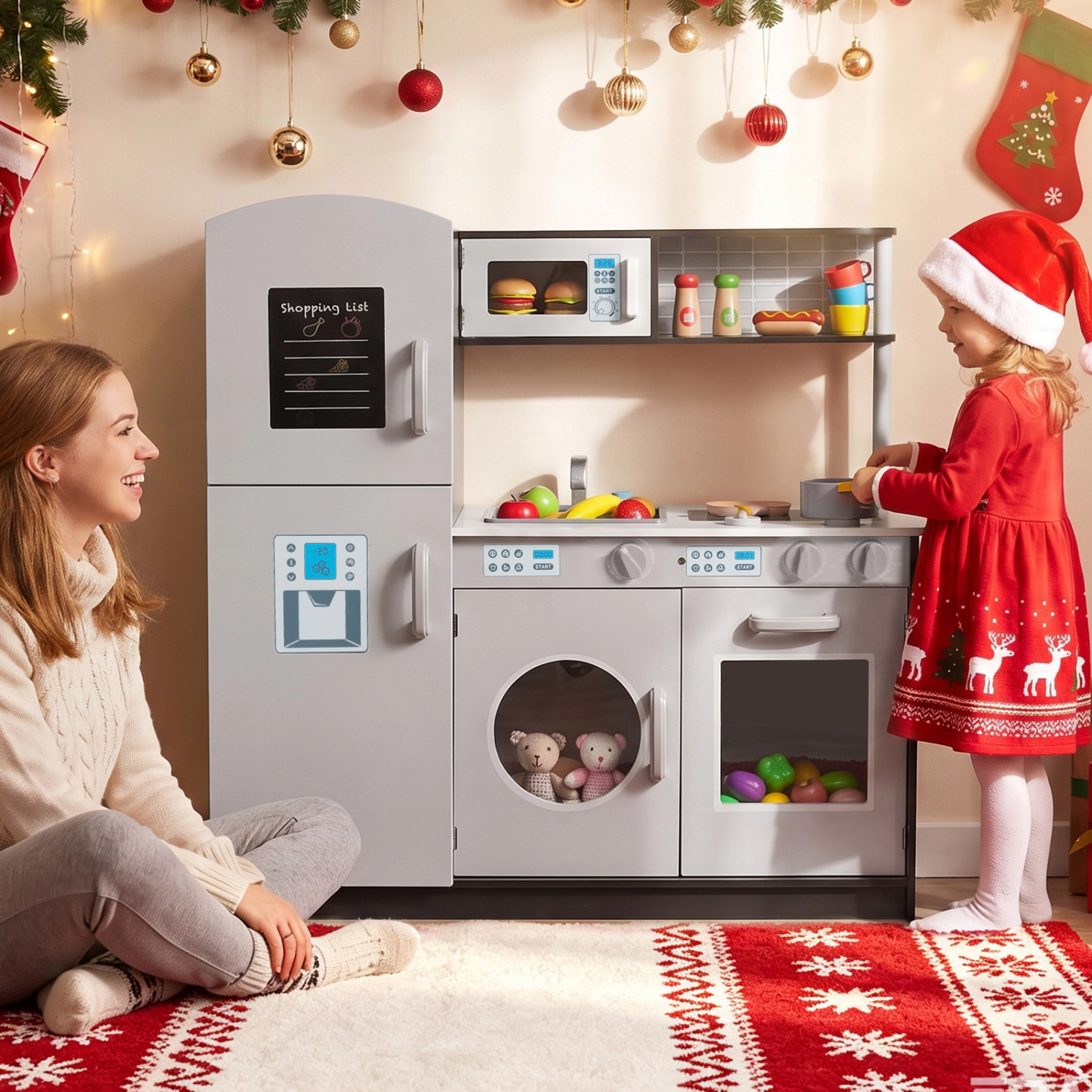 LJG Kids Pretend Play Kitchen Cooking Set with Simulated Sound