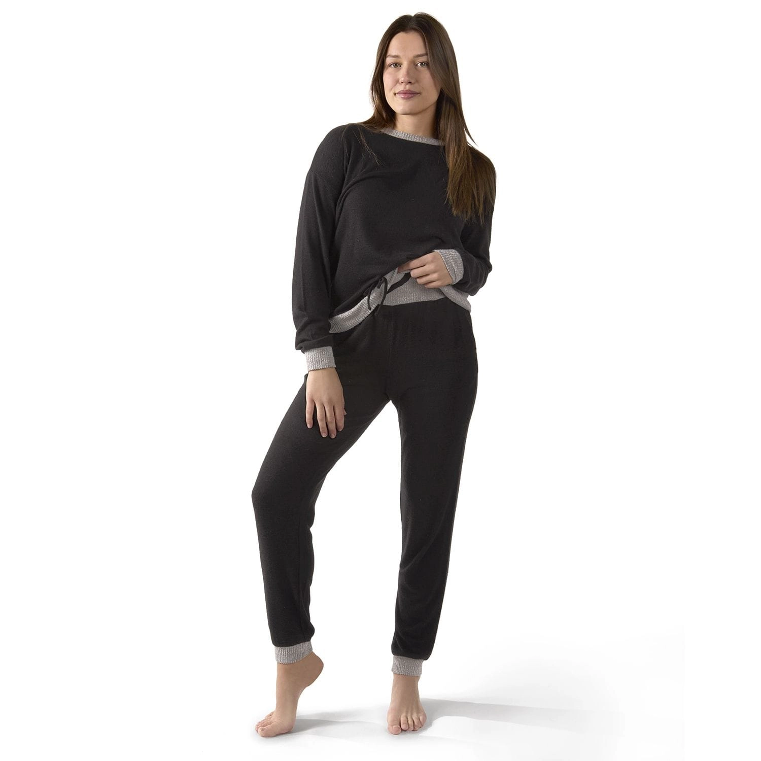 MeMoi Women's Hacci Matching Pullover Top and Jogger Pants Set