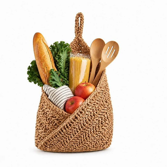 Alilang Unisex Woven Cotton Rope Hanging Basket Set Wall Storage Organizer with Hooks