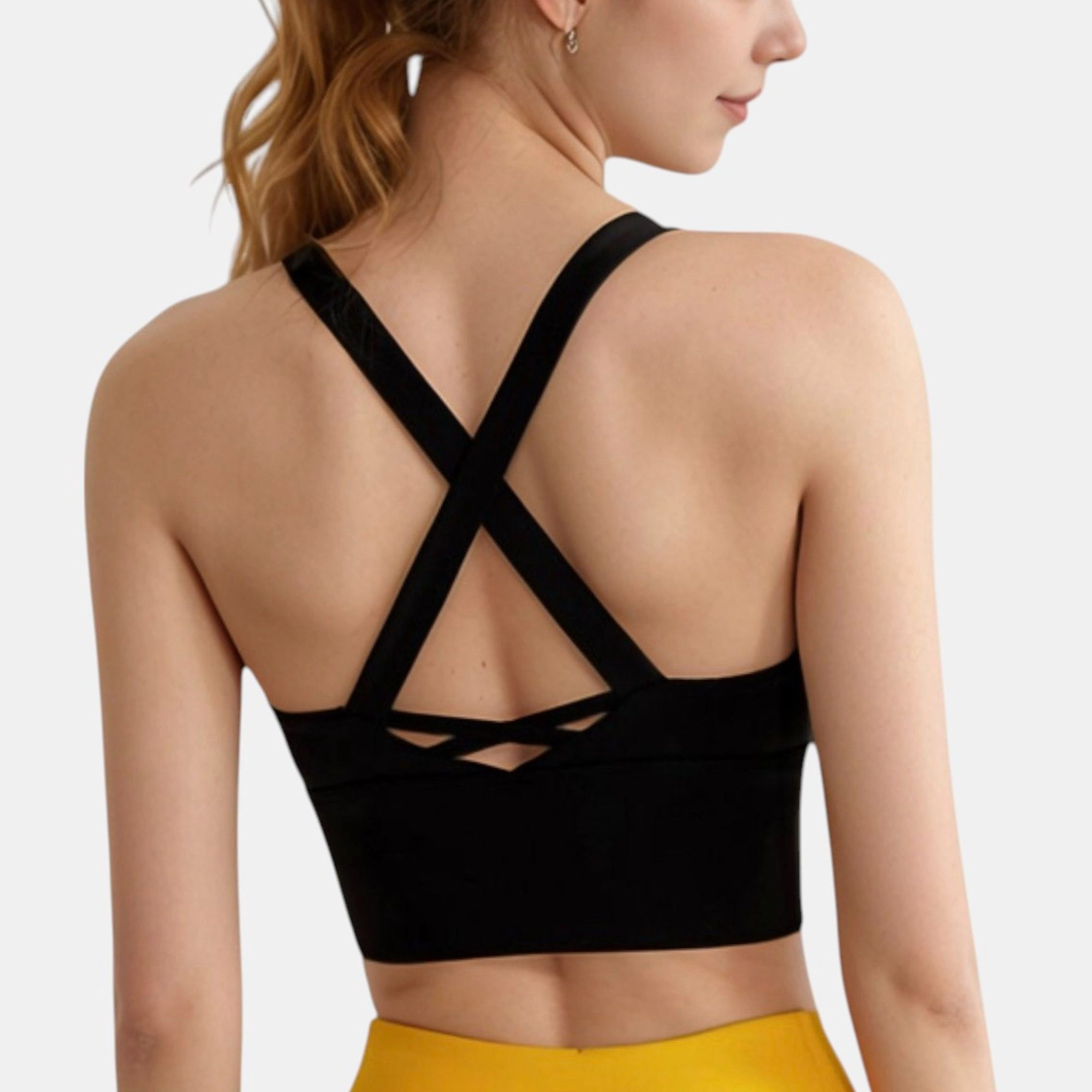 Anna-Kaci Women's Crisscross Back Sports Bra with Wide Elastic Band and Supportive Straps for Activewear
