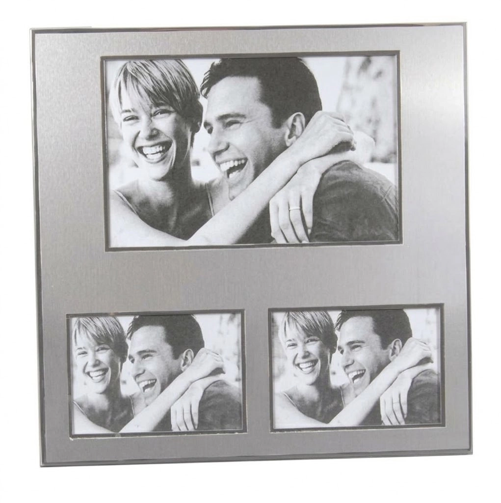 Jiallo Silver 3-Opening Square Collage Photo Frame, 8.25x8.25 Inch