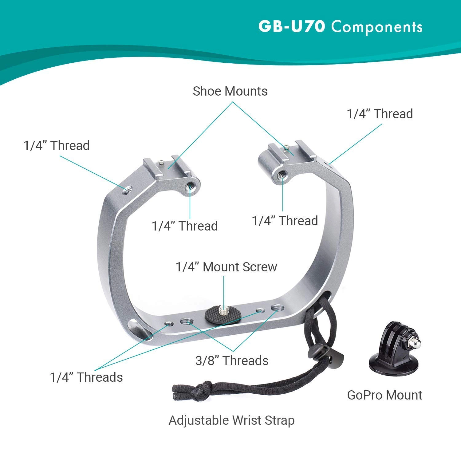 Movo GB-U70Y Underwater Diving Rig - Works with GoPro Waterproof Action Cam