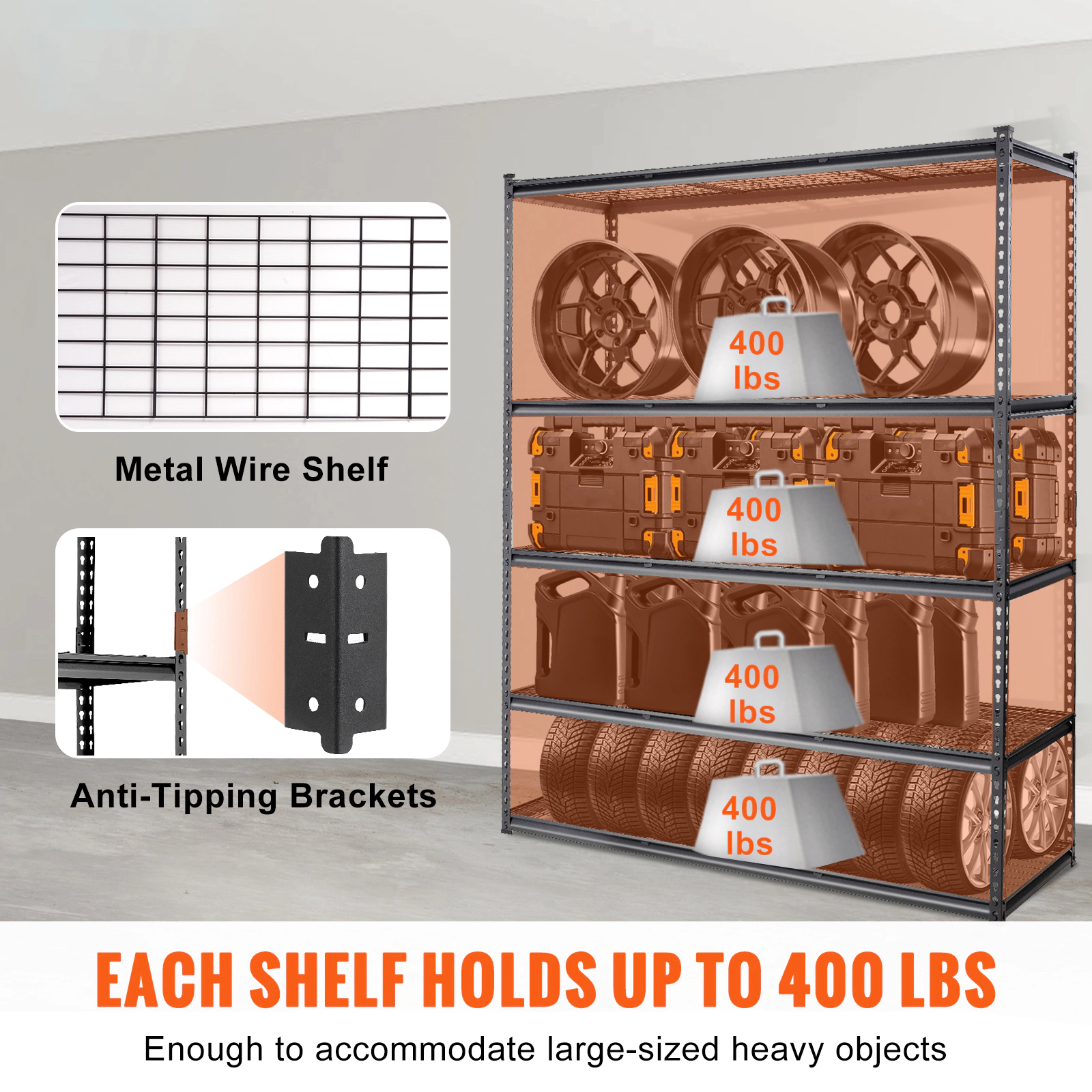 HONGGE Storage Shelves Heavy Duty Garage Shelving Adjustable Metal Shelves for Industrial Shelving Unit Utility Shelf