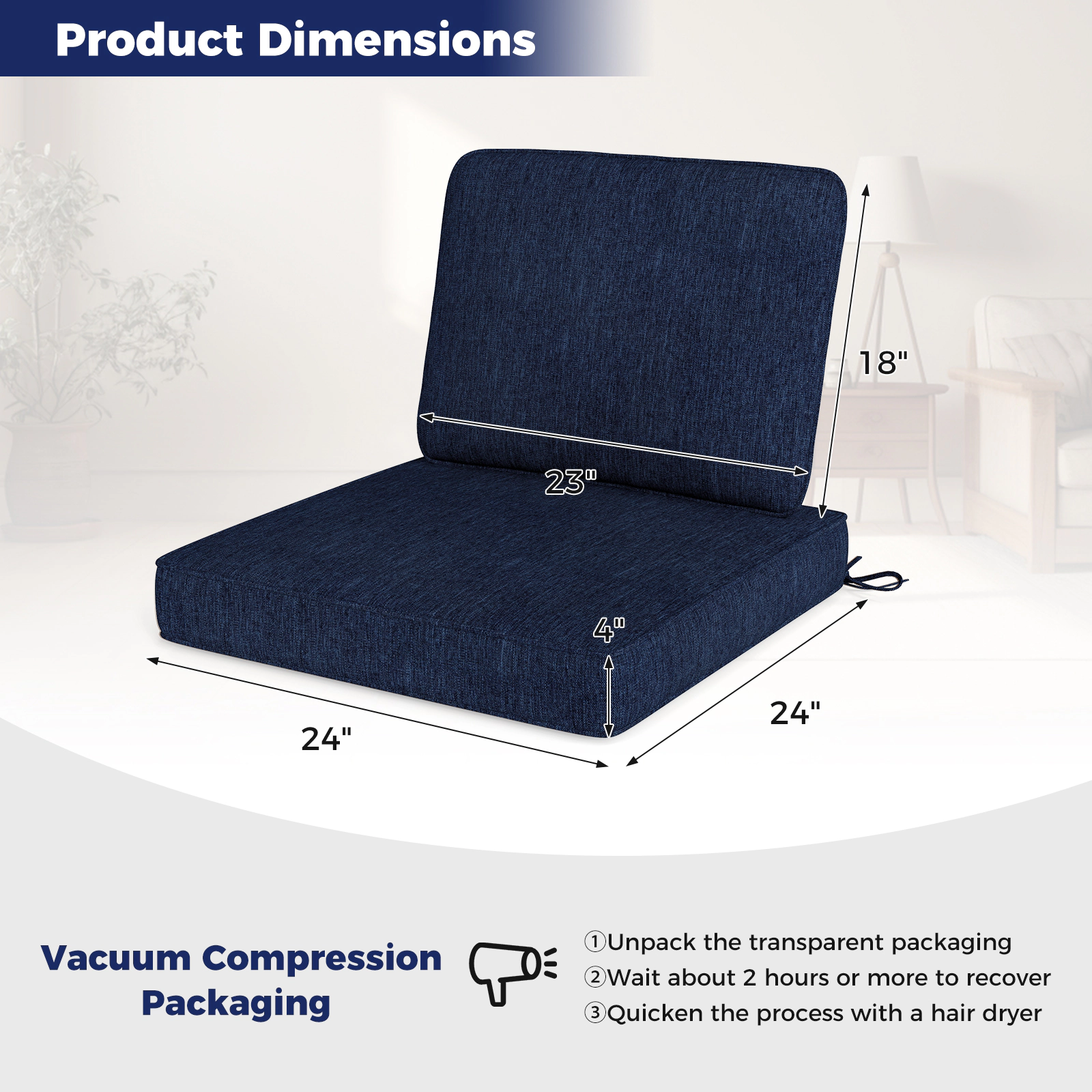 LJG Set of 4 Outdoor Patio Cushion Set with Removable Covers