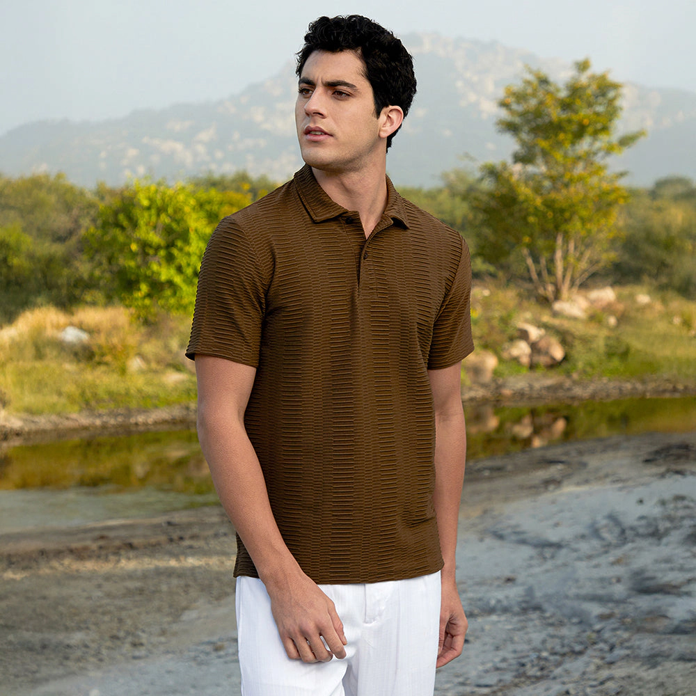 Flatten-Ruched Polo T-Shirt