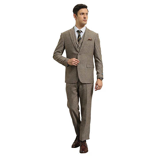 Sean Alexander Mens Regular Fit 3pc Tweed Textured Suit Set