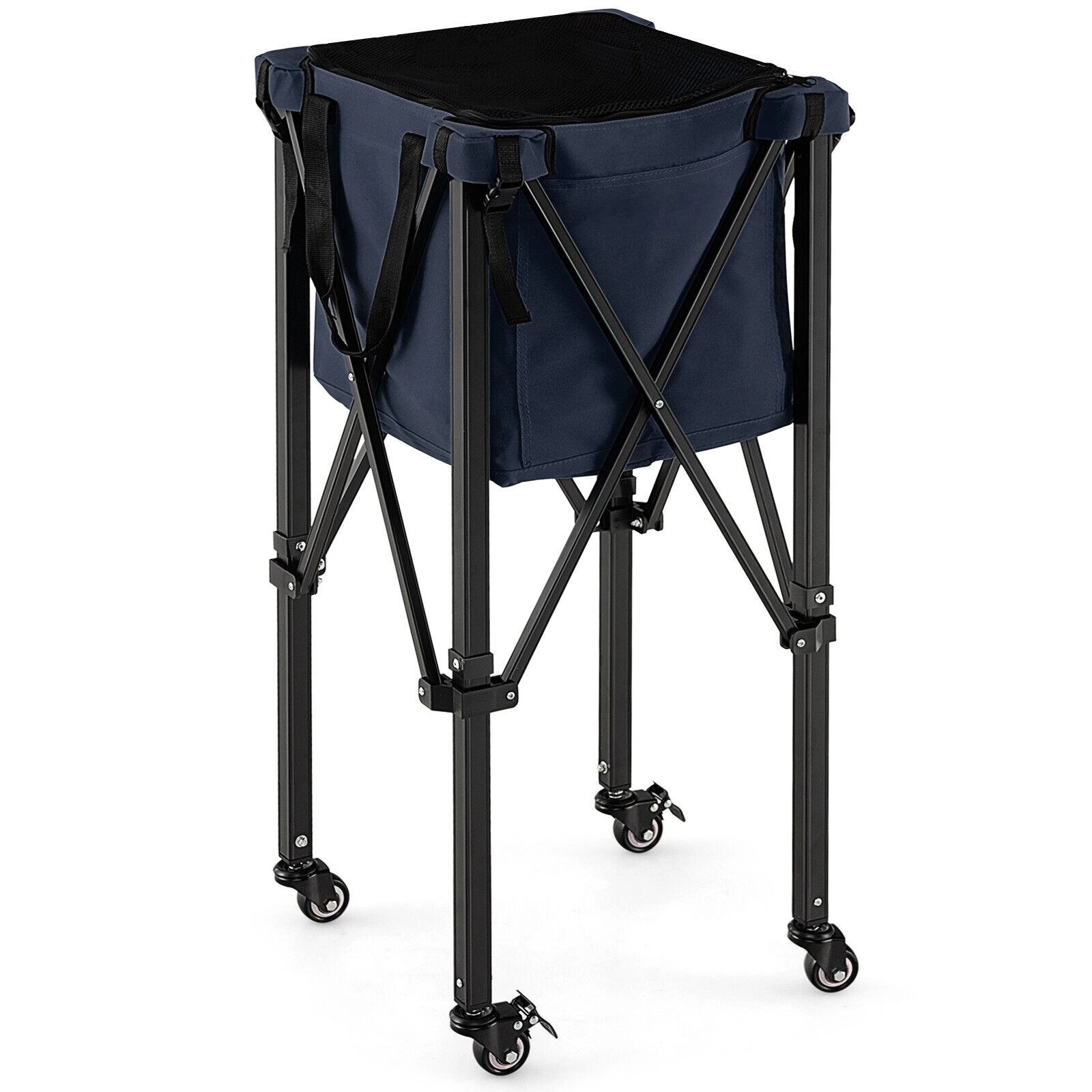 SUGIFT Lightweight Foldable Tennis Ball Teaching Cart with Wheels 66-lb Capacity Blue