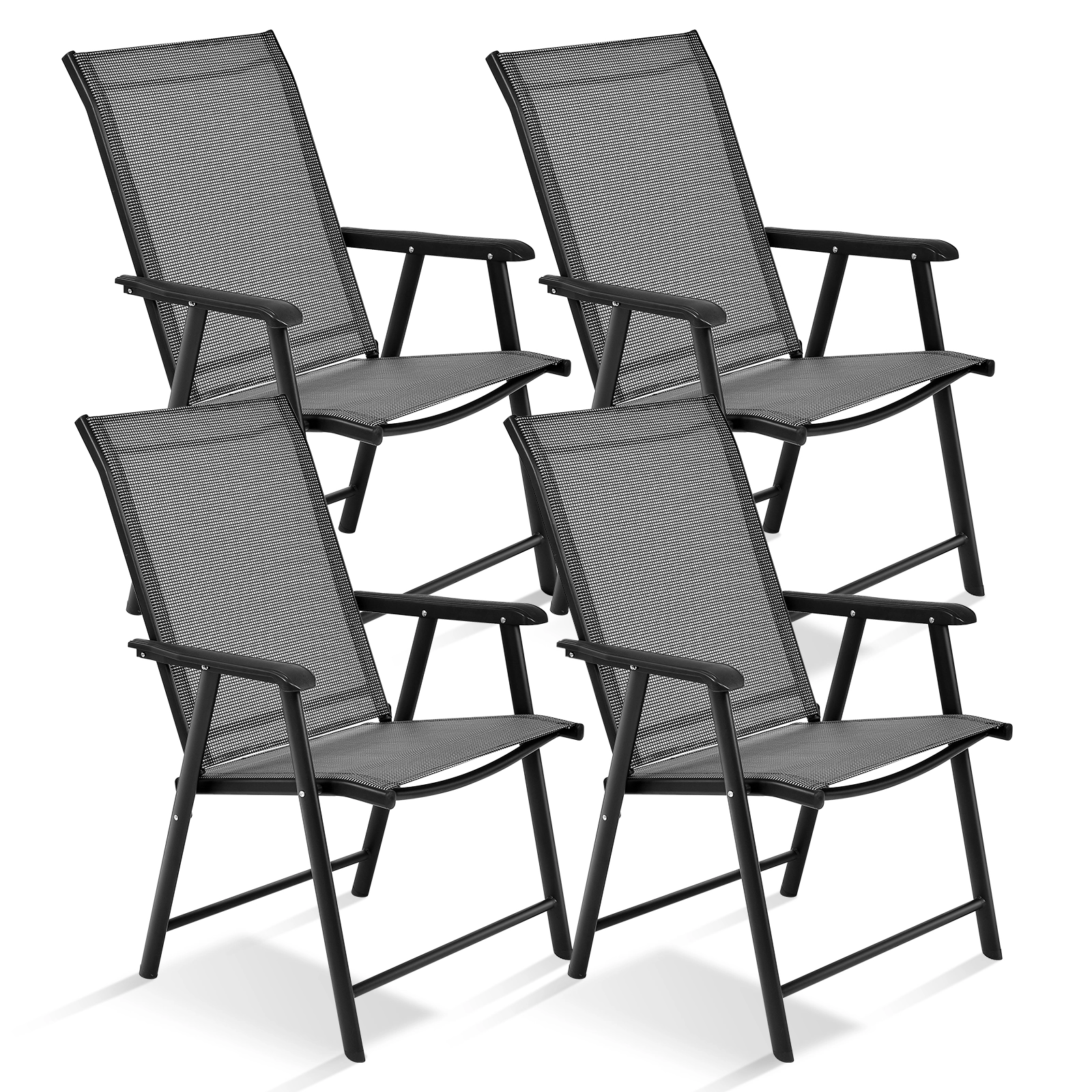 LJG 4-Pack Patio Folding Chairs Portable for Outdoor Camping
