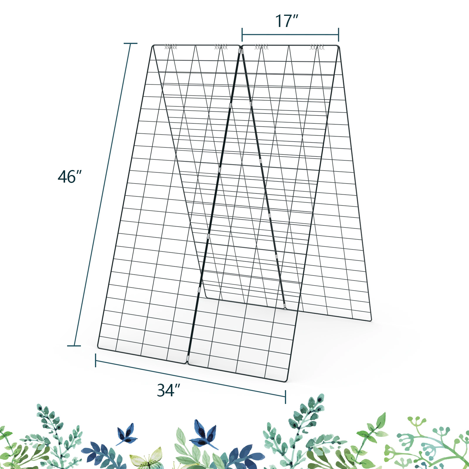 LJG 2 Pieces Foldable a-Frame Trellis Plant Supports with Twist Ties