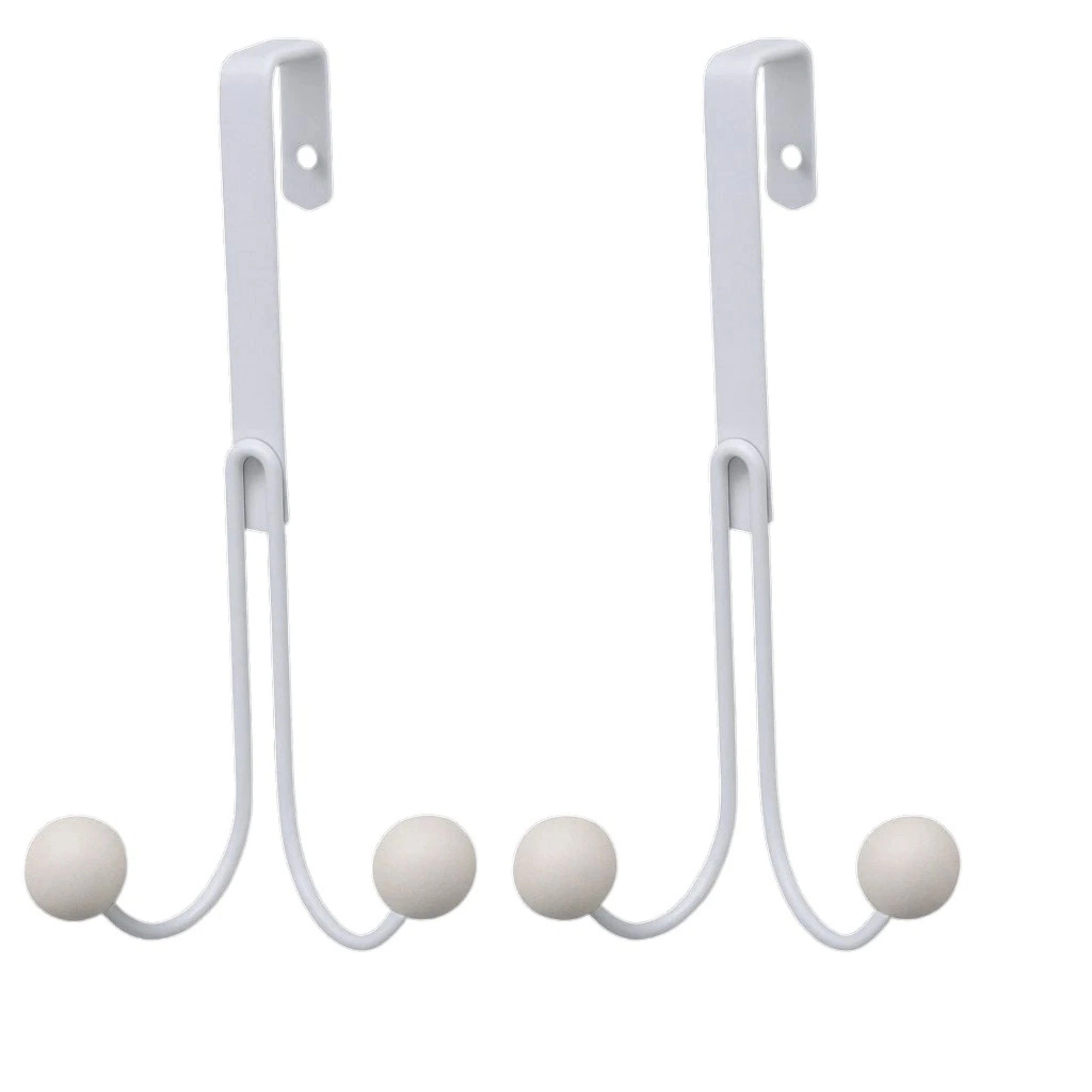 Home Collection White Metal Over the Door Hooks for Coats, Towels & Bags Pack of 4