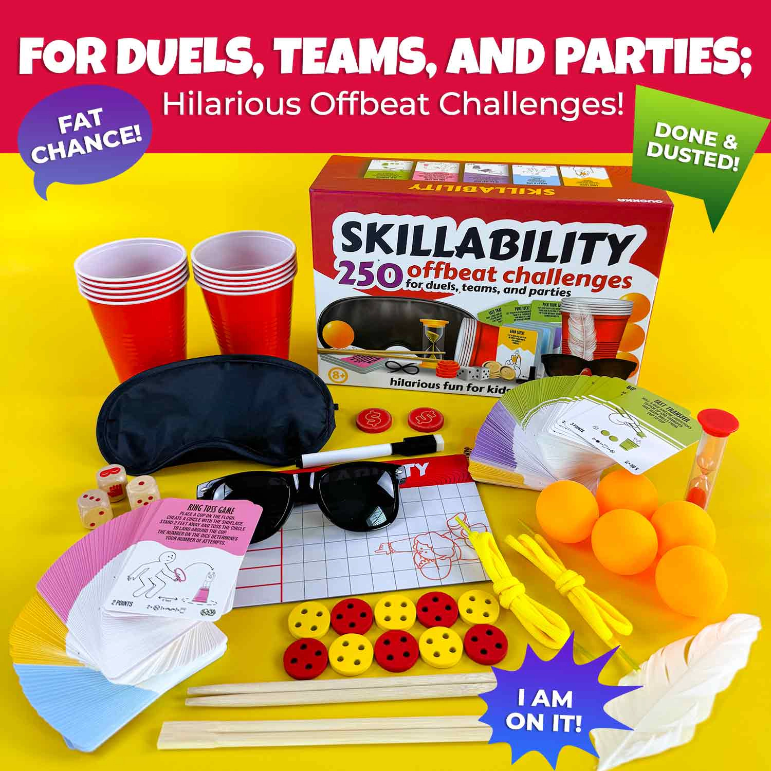 QUOKKA Party Games for Adults & Family, 250 Fun Challenges, Team Building & Family Game Night
