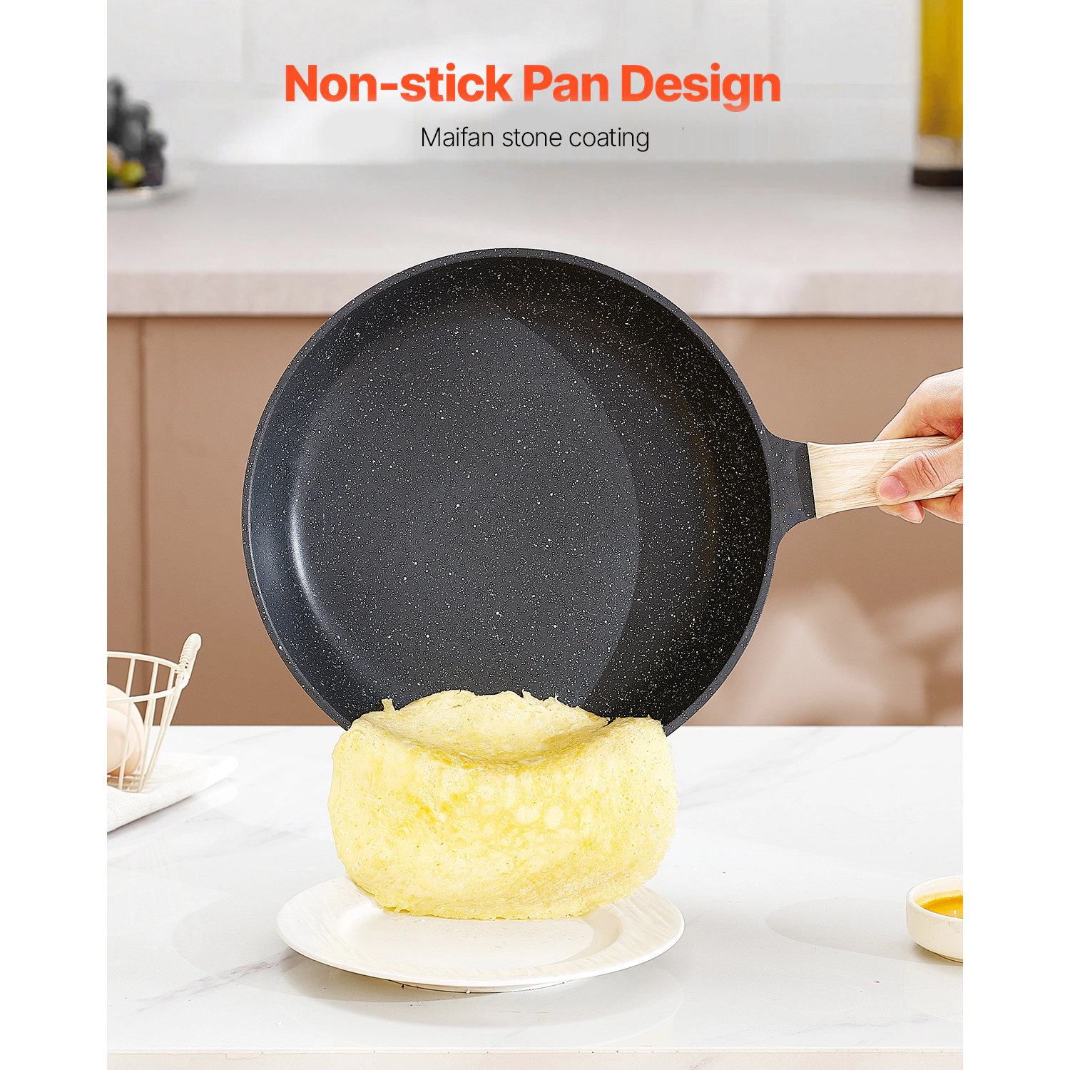 HONGGE Pots and Pans Set Granite Nonstick Cookware Set Induction Cookwares Kitchen RV Cooking Sets with Frying Sauce