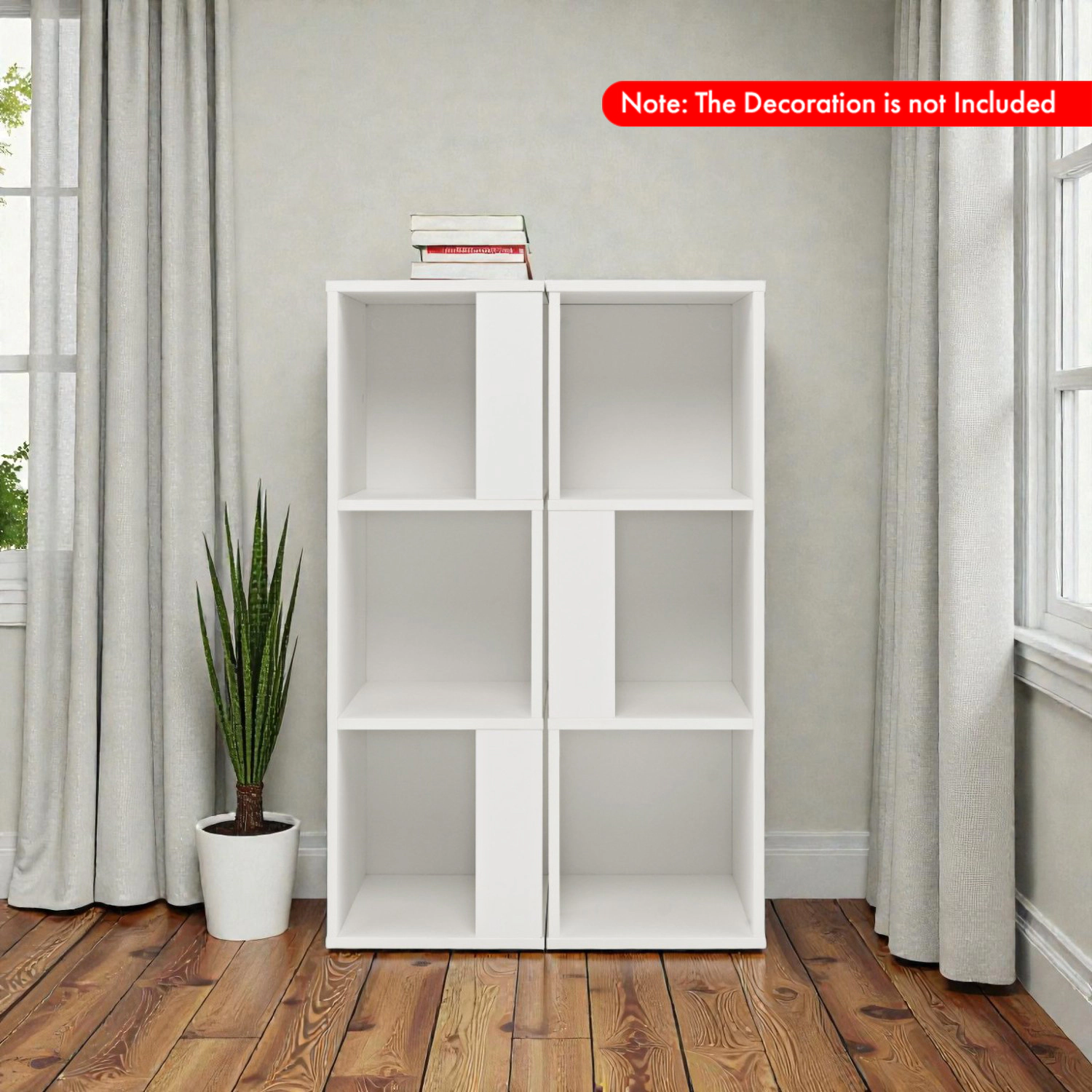 Hivvago 6-Cube Storage Bookcase With 3 Levels And Anti-Tip Safety Design