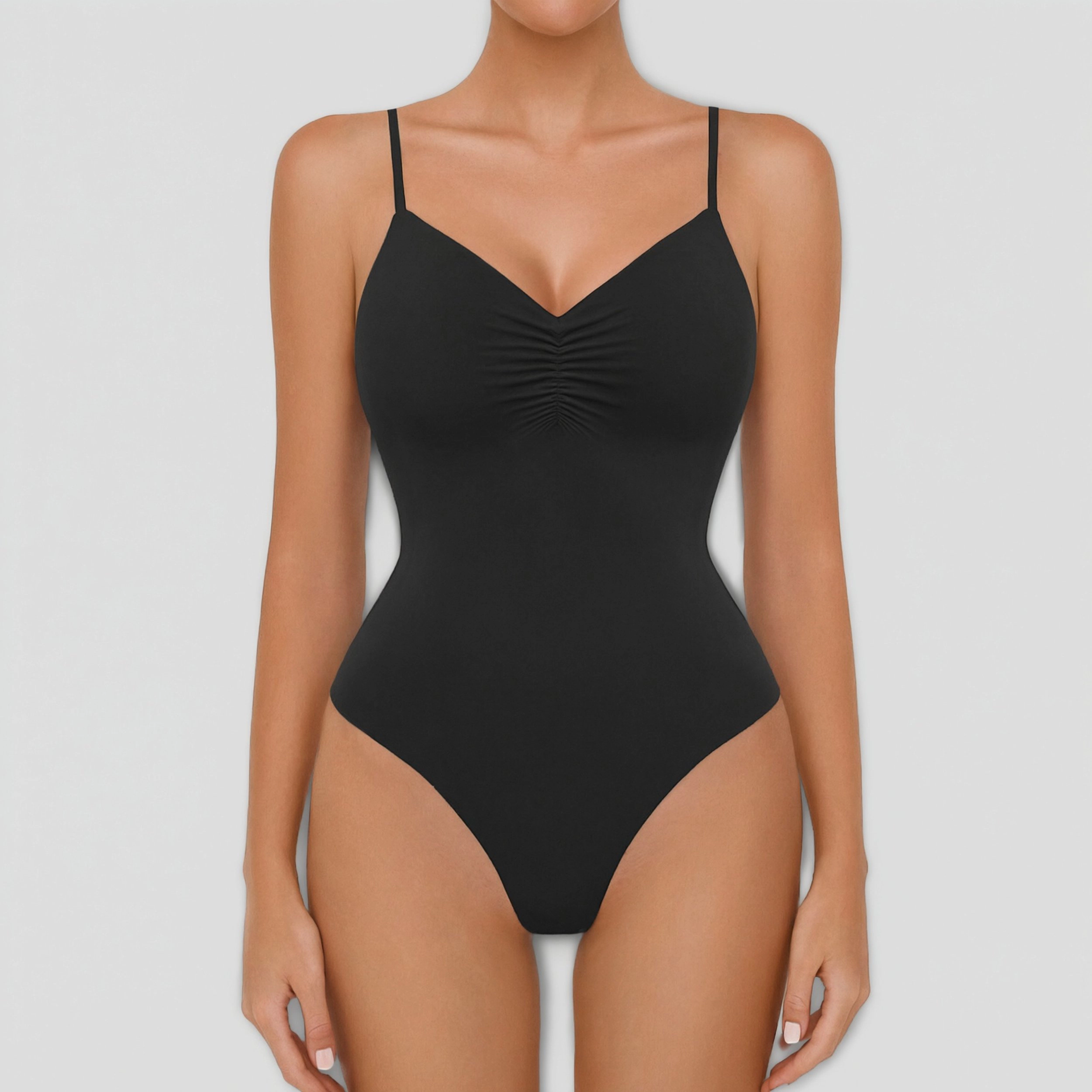 Avidlove Women's Ruched V Neck Backless Double Lined Cami Bodysuit