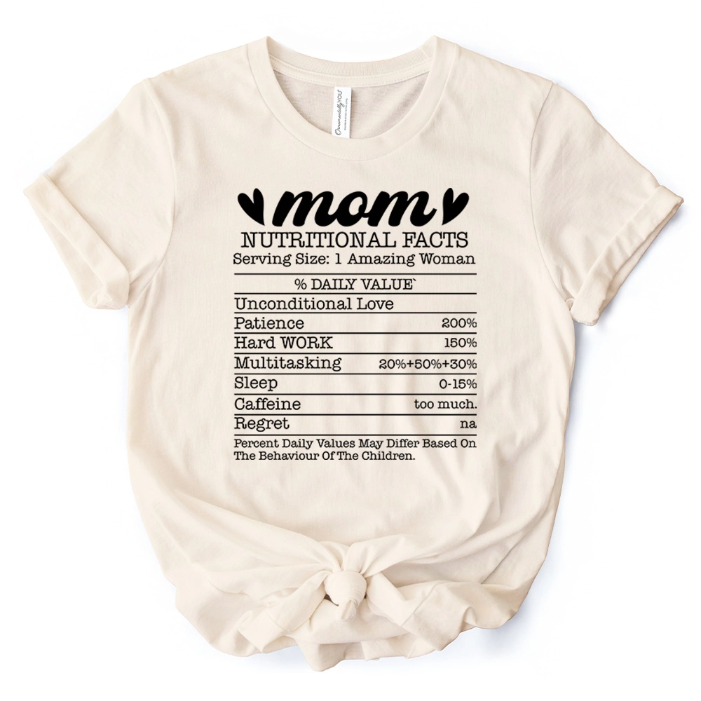 OrnamentallyYou Womens Mom Nutritional Facts Funny T-Shirt